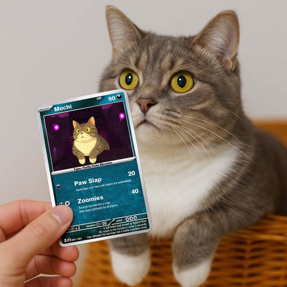 Custom Pet Trading Card Gift from Photo – Personalized Cartoon Style Poster for Cat Lovers - aiprintlab