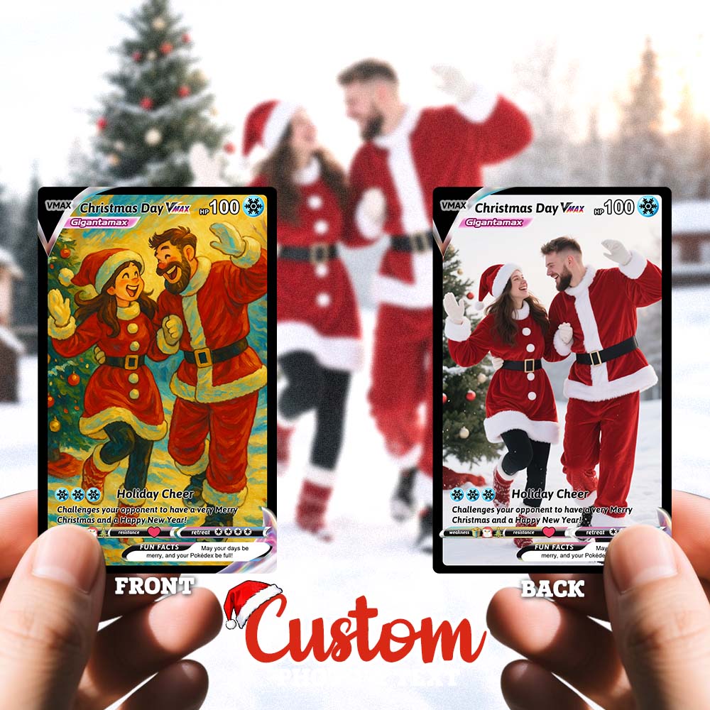 Custom Trading Card Merry Christmas Present for Lover Turn Your Photo into a Unique Collectible Pixel Man Style Card Xmas Gift Idea - aiprintlab