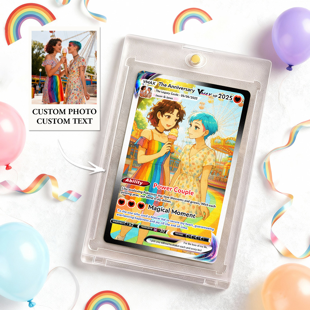 Personalized LGBT Christmas Trading Card Custom Comics Style Collectible for Couples Pride-Inspired Holiday Gift - aiprintlab