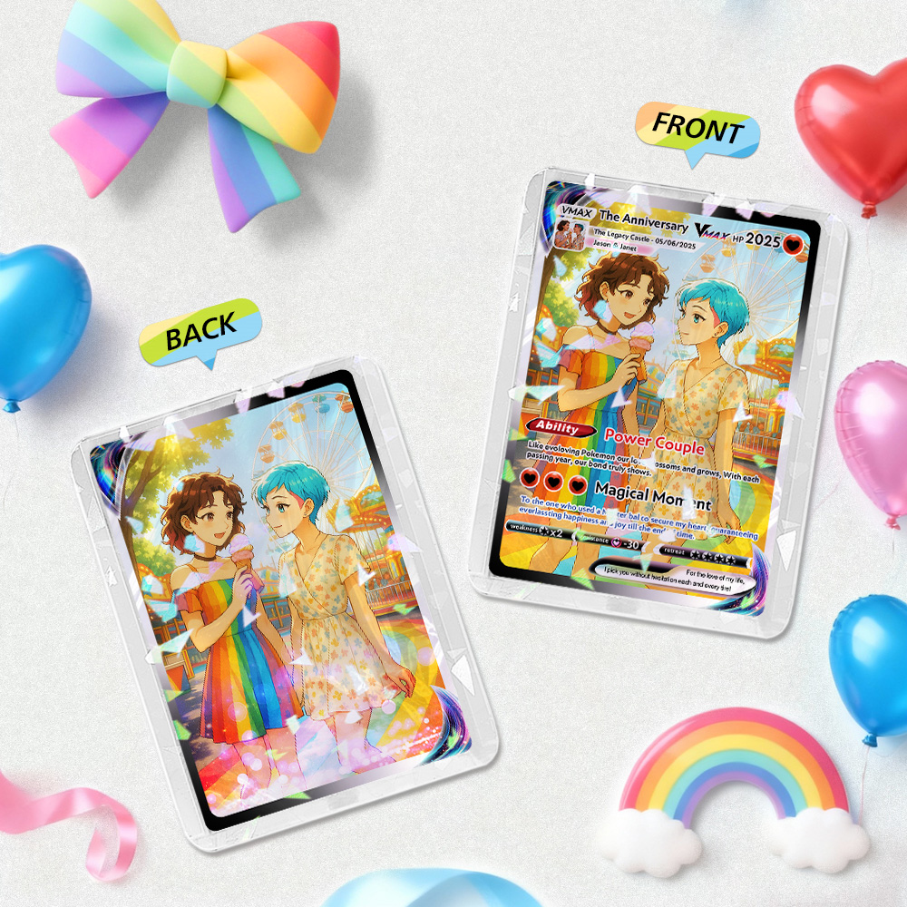 Custom LGBT Photo Card Comics Style Collectible Unique Christmas Gift for Couples & Lovers - aiprintlab