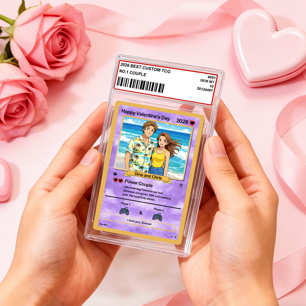 Personalized Valentine’s Day Power Couple Card, Custom Anniversary Card Couple Photo Anime Style, Best Valentine's Day Gift for Lover - aiprintlab