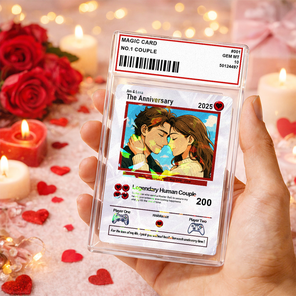 Personalized Valentine’s Day Power Couple Card, Custom Anniversary Card Couple Photo Anime Style, Best Valentine's Day Gift for Lover - aiprintlab