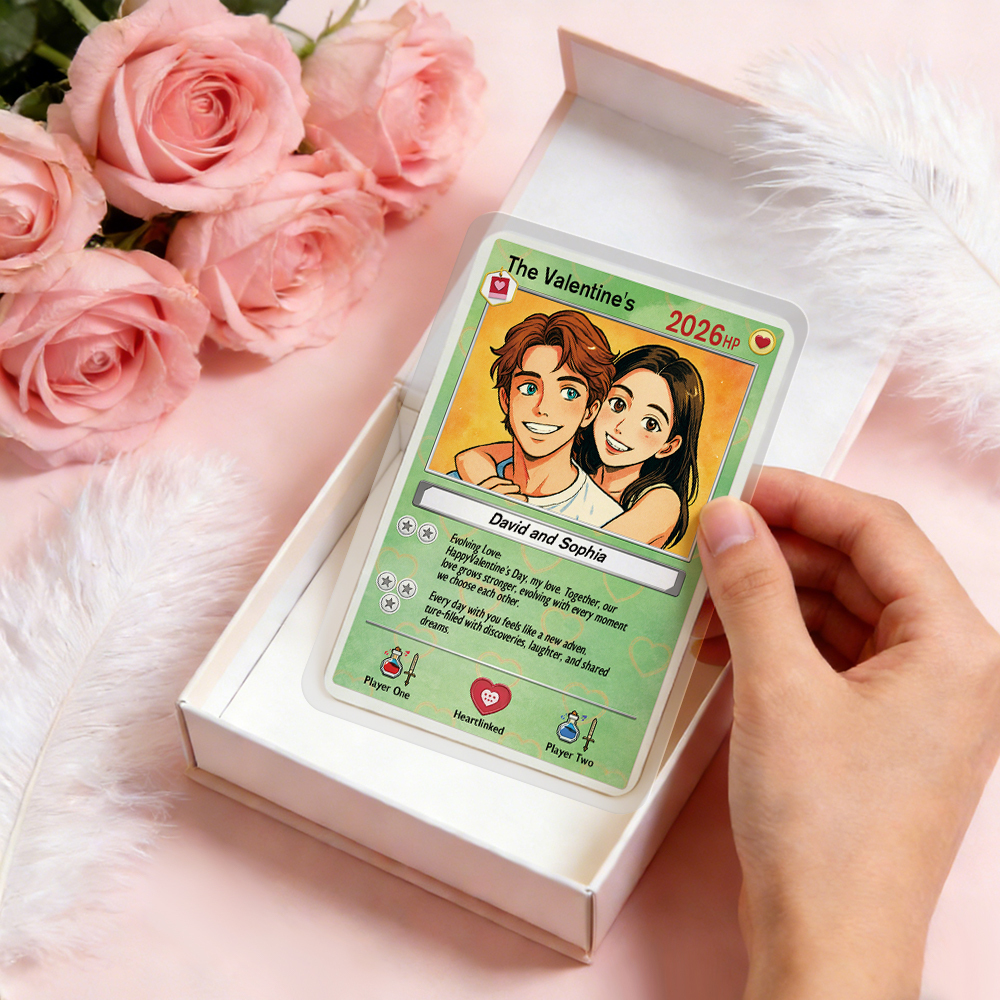 Personalized Valentine’s Day Power Couple Card, Custom Anniversary Card Couple Photo Anime Style, Best Valentine's Day Gift for Lover - aiprintlab