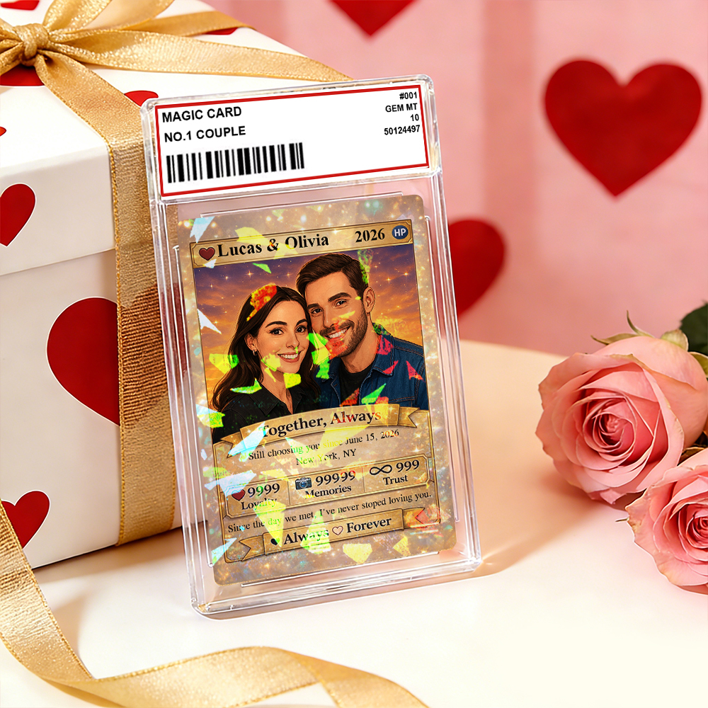 Personalized Valentine’s Day Power Couple Card, Custom Anniversary Card Couple Photo Anime Style, Best Valentine's Day Gift for Lover - aiprintlab