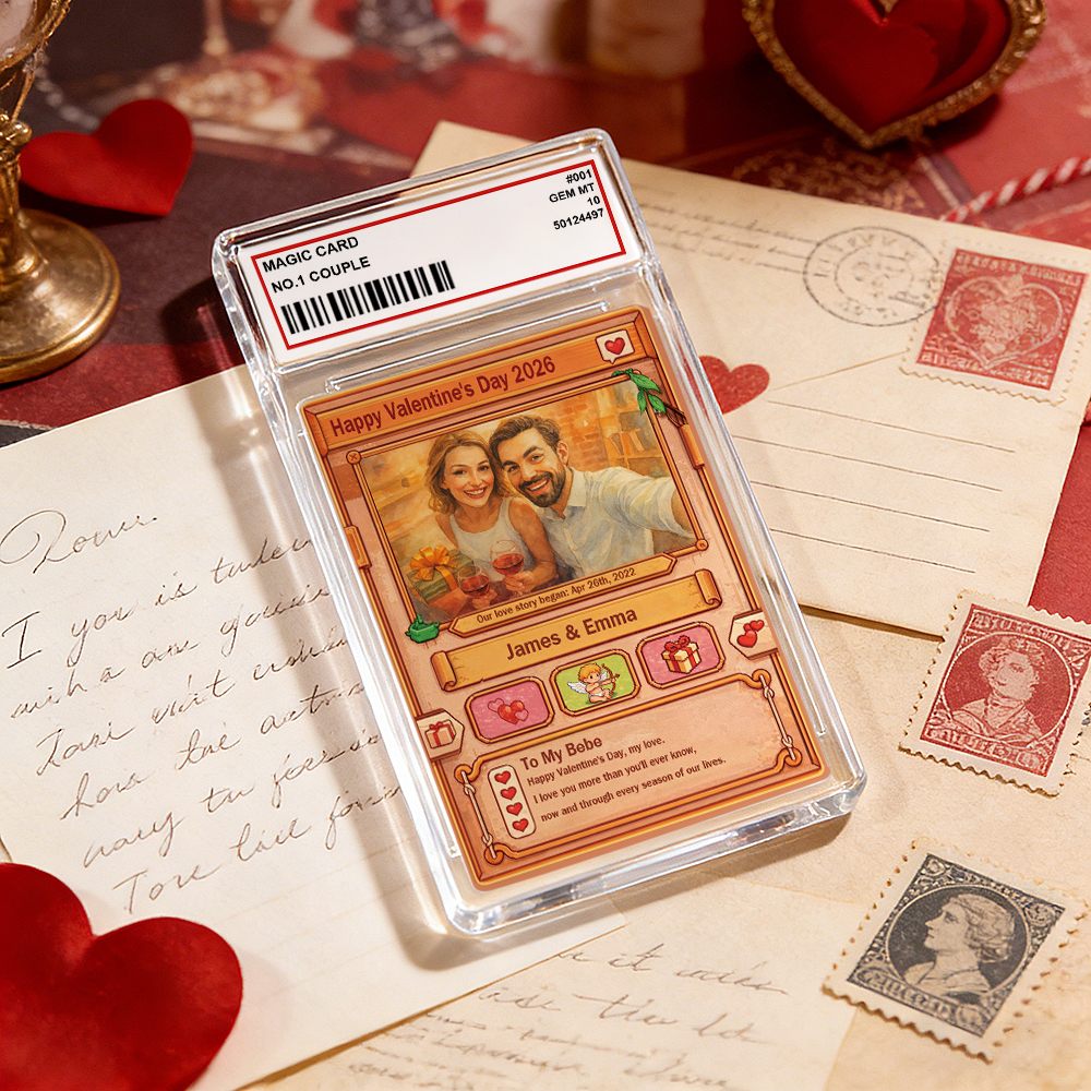 Personalized Valentine’s Day Power Couple Card, Custom Anniversary Card Couple Photo Anime Style, Best Valentine's Day Gift for Lover - aiprintlab