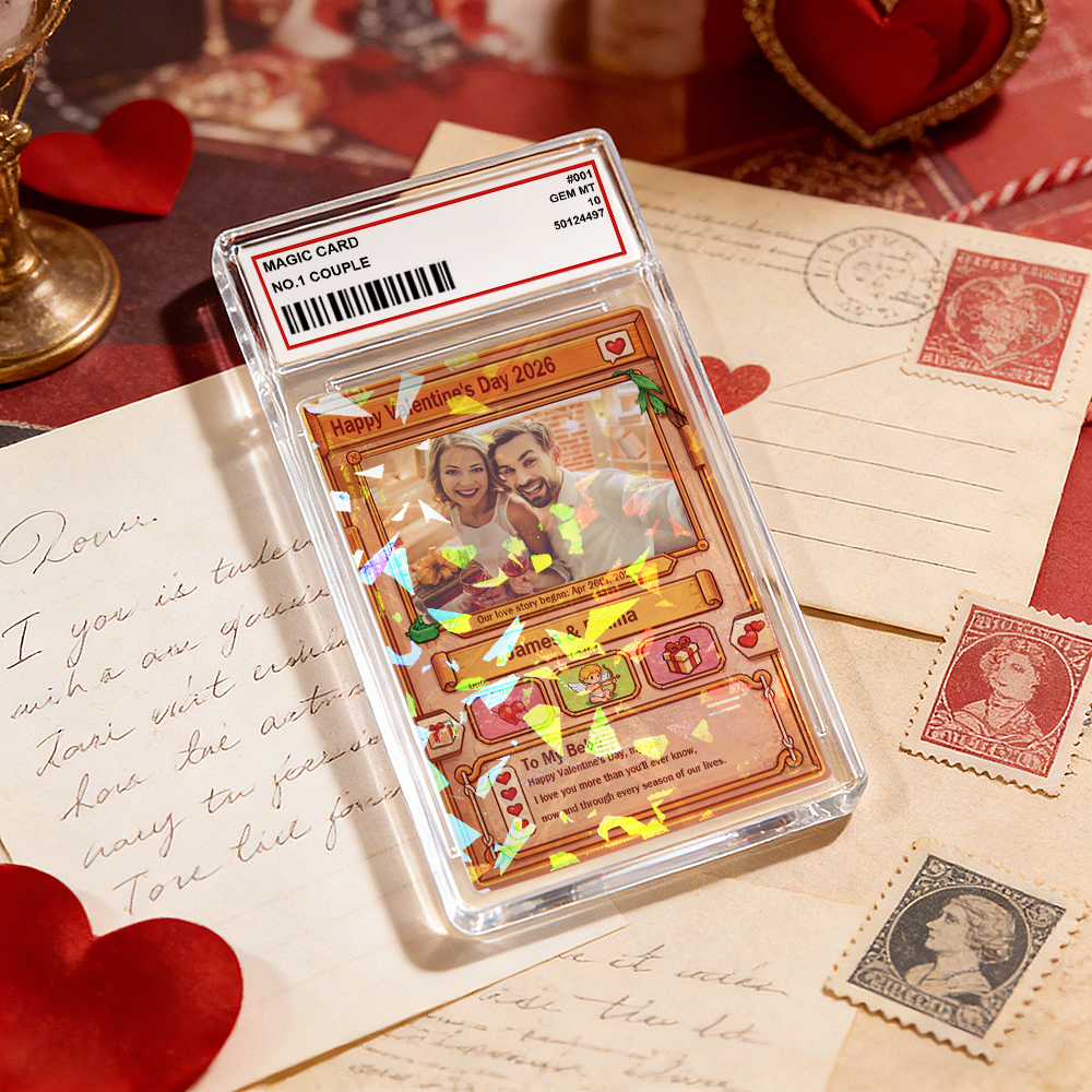 Personalized Valentine’s Day Power Couple Card, Custom Anniversary Card Couple Photo Anime Style, Best Valentine's Day Gift for Lover - aiprintlab