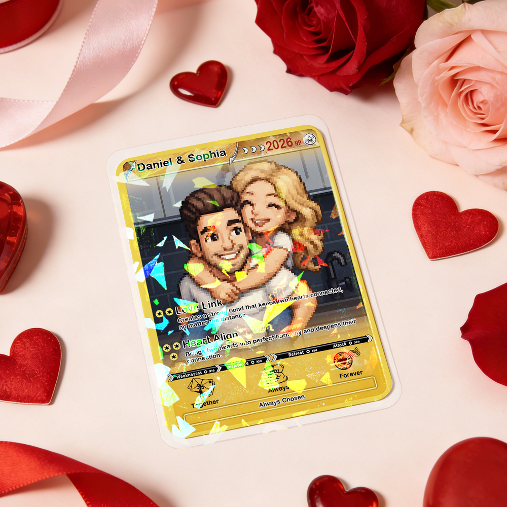 Personalized Valentine’s Day Power Couple Card, Custom Anniversary Card Couple Photo Anime Style, Best Valentine's Day Gift for Lover - aiprintlab