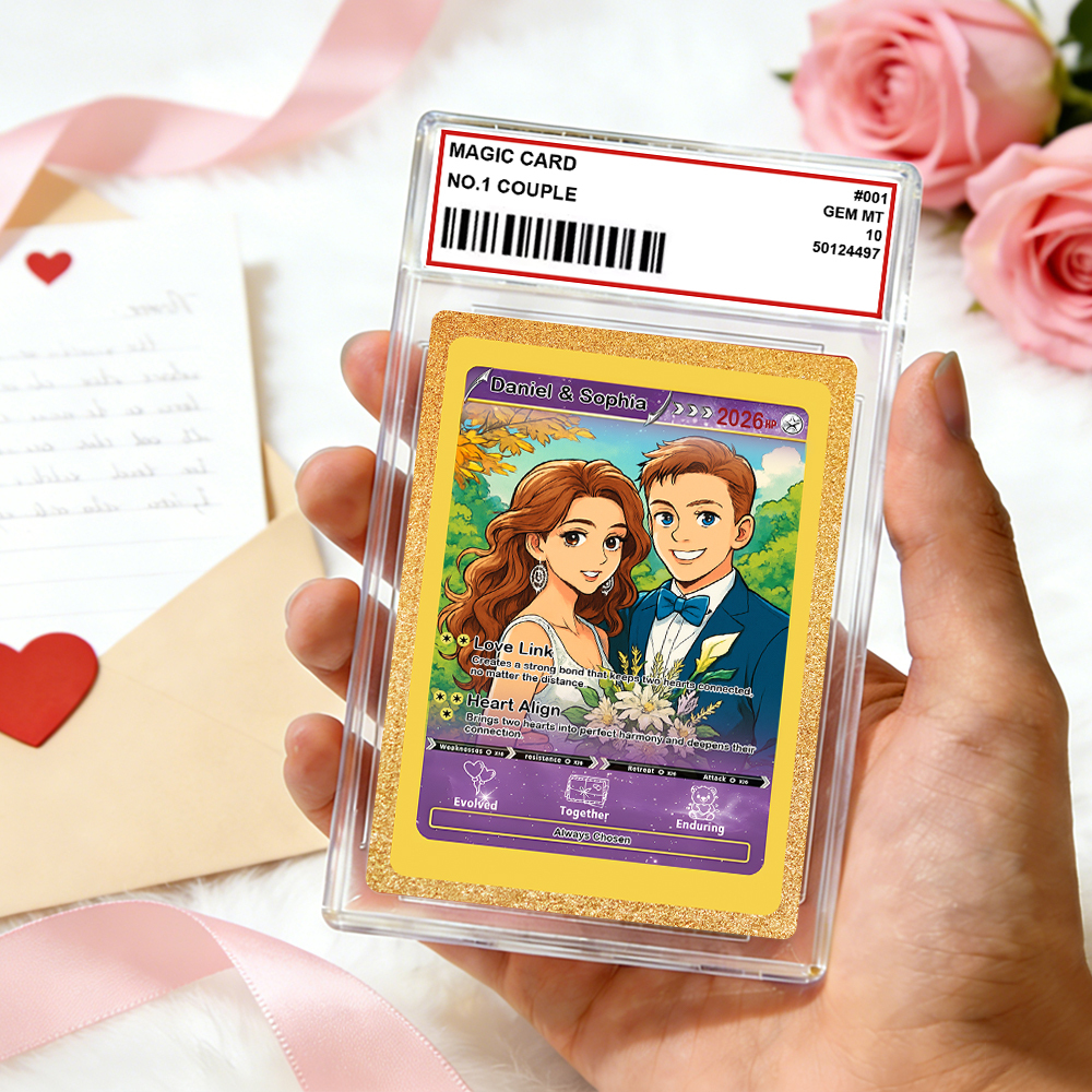 Personalized Valentine’s Day Power Couple Card, Custom Anniversary Card Couple Photo Anime Style, Best Valentine's Day Gift for Lover - aiprintlab