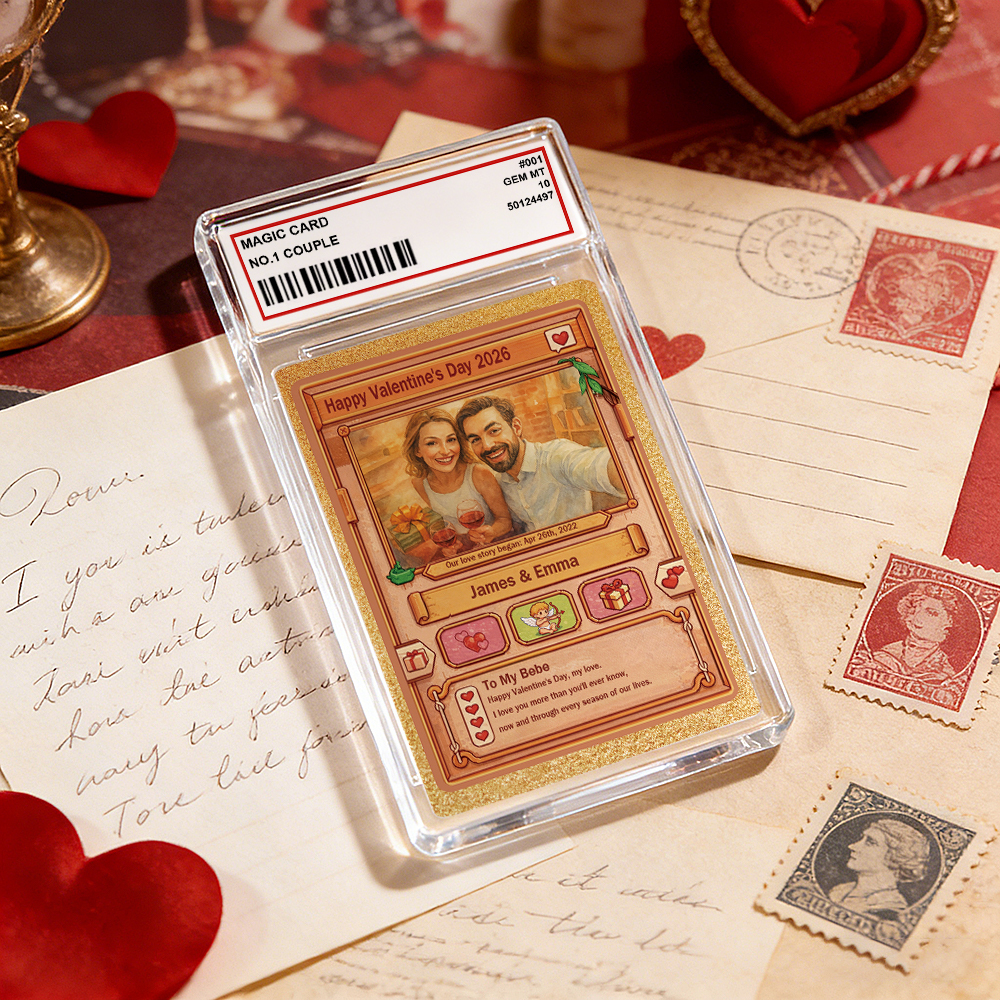 Personalized Valentine’s Day Power Couple Card, Custom Anniversary Card Couple Photo Anime Style, Best Valentine's Day Gift for Lover - aiprintlab