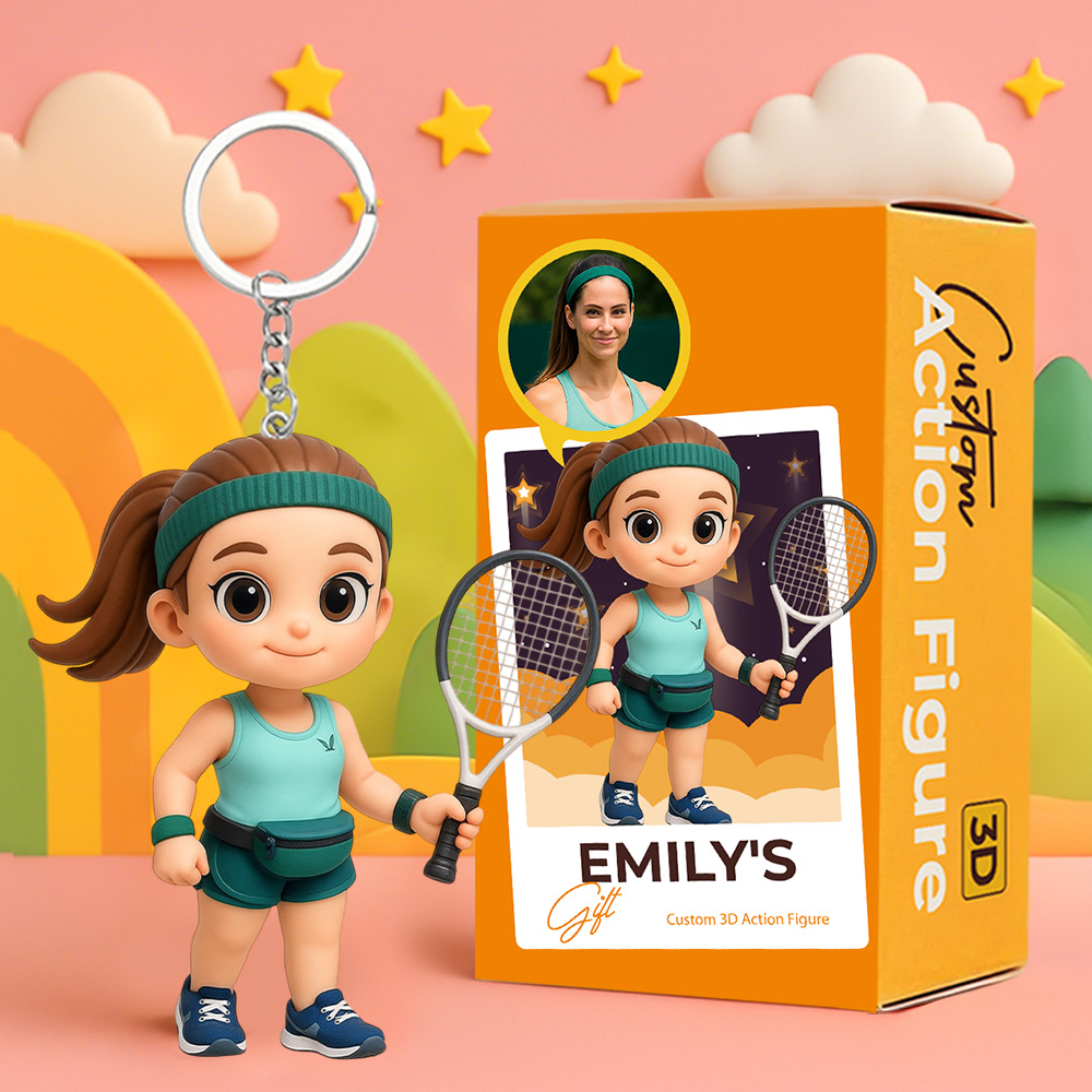 Creative Custom Keychain with Your Cartoon Character Personalized 3D Figure for Couples Friends Kids - aiprintlab