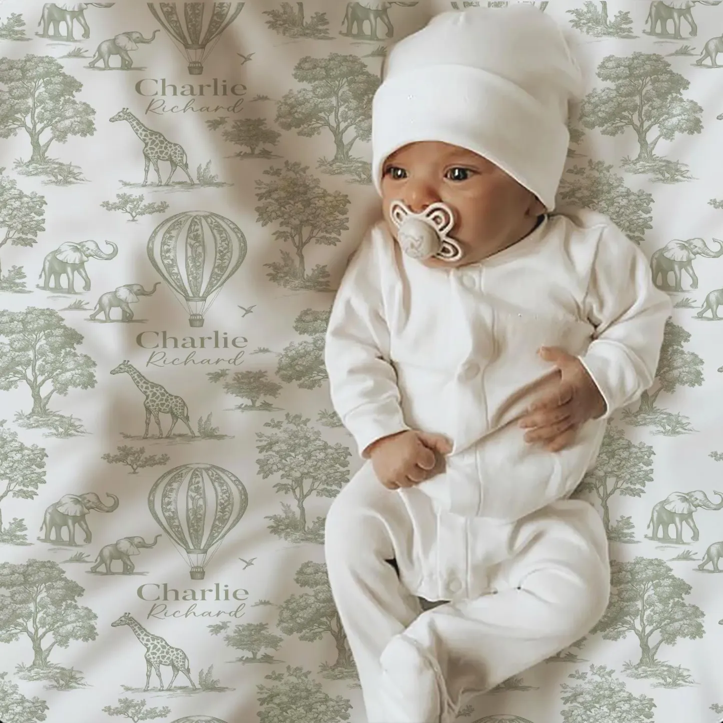 Personalized Name Baby Blanket Custom Name Toile Swaddle Newborn Coming Home Gift for New Mom