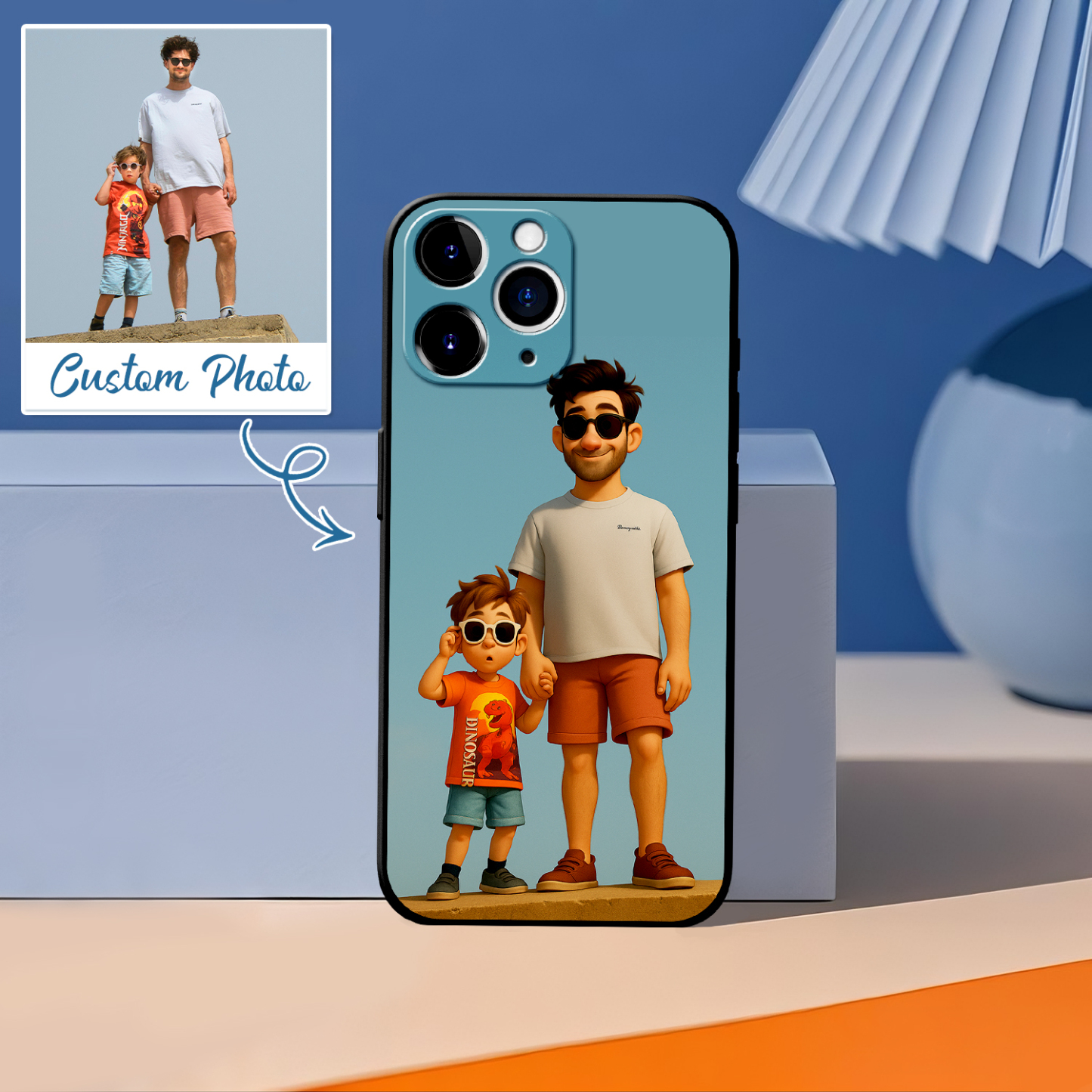 Personalized Anime Portrait Phone Case Cartoon Style Father's Day Gift