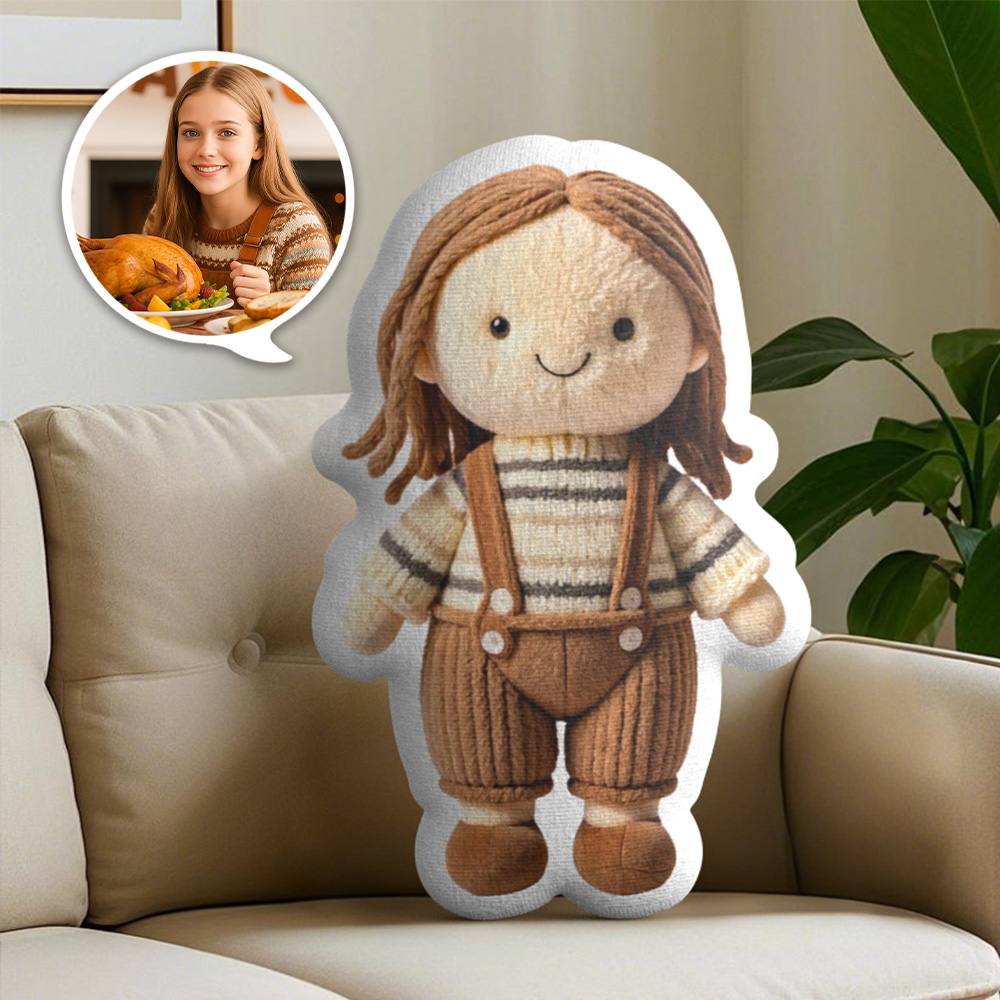 Personalized Photo Plush Doll Pillow Mini Me Plush Pillows Gifts for Thanksgiving