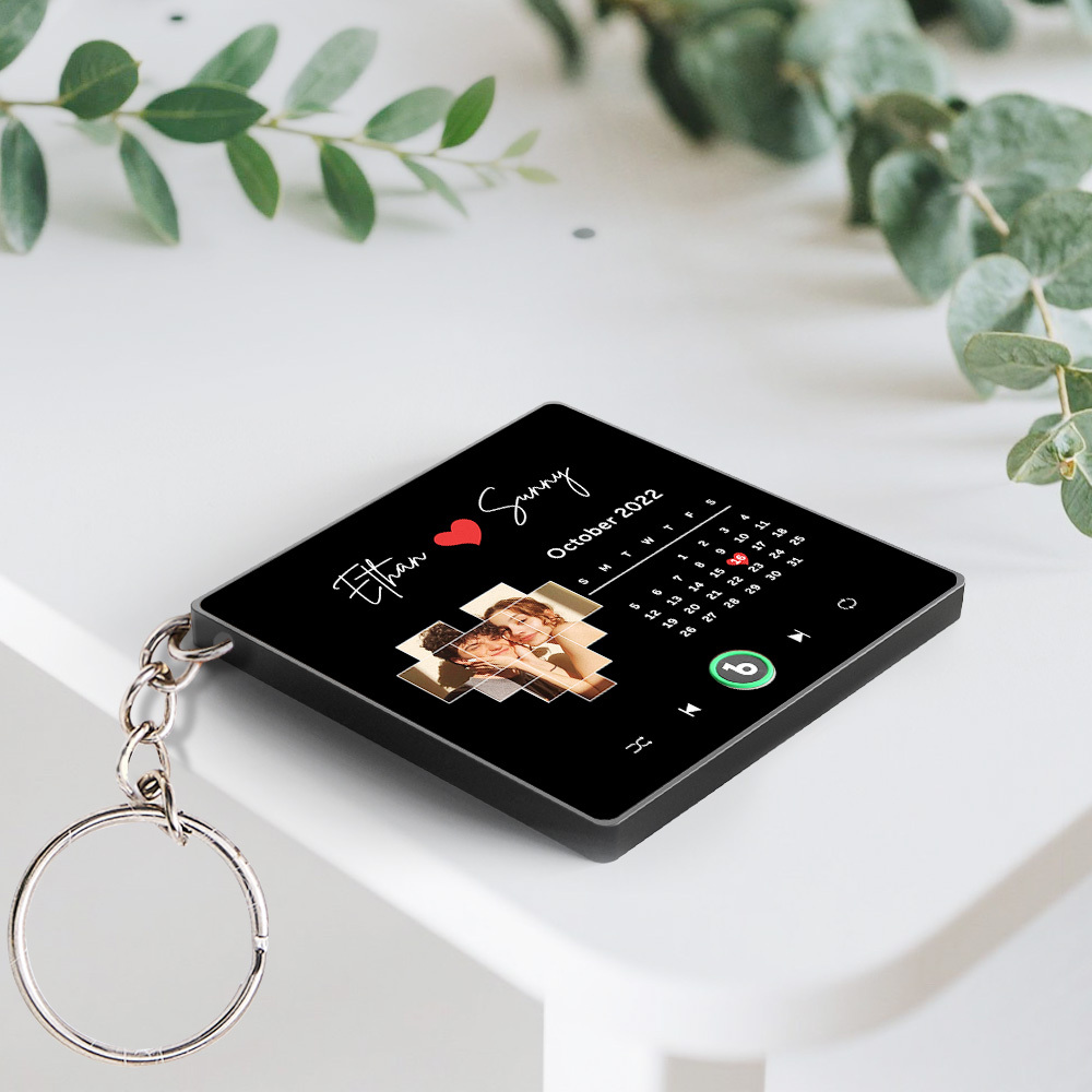 Personalized Photo Calendar Music Keychain Album Box Bag Charm That Plays Music Without Cell Phone Anniversary Gifts - aiprintlab