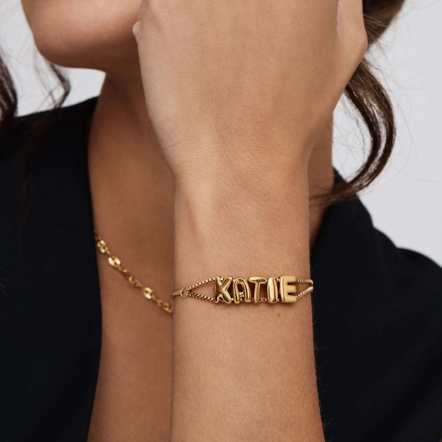 Custom Bubble Letter Name Bracelet Personalized Name Bracelet Engraved Name Bracelet Bridesmaid Name Bracelet Gift for Her - aiprintlab