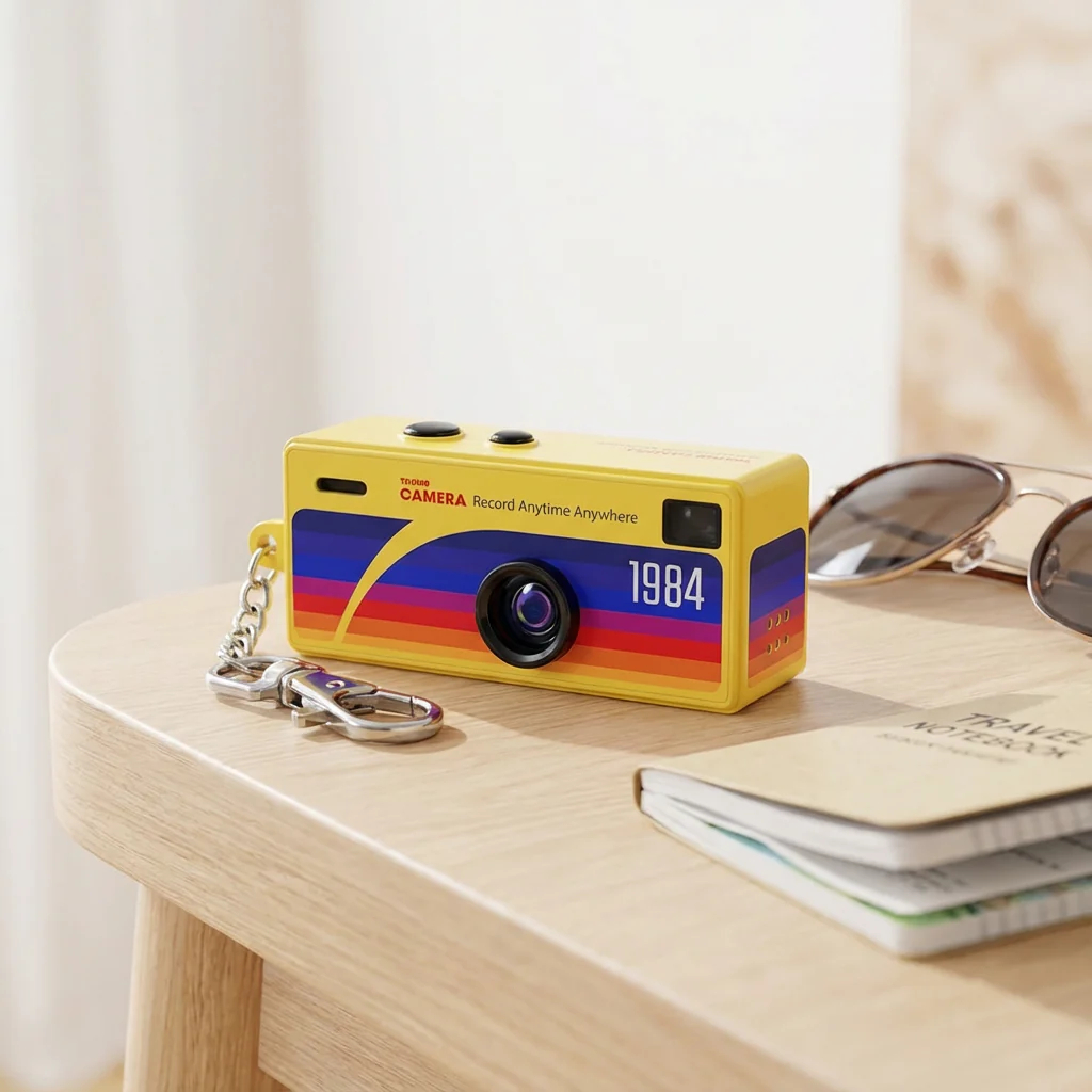 Retro Camera Keychain with Built In Photo and Video Mini Nostalgic Camera for Keychain Tiny Digital Camera Video Recorder with Vintage Filters - aiprintlab
