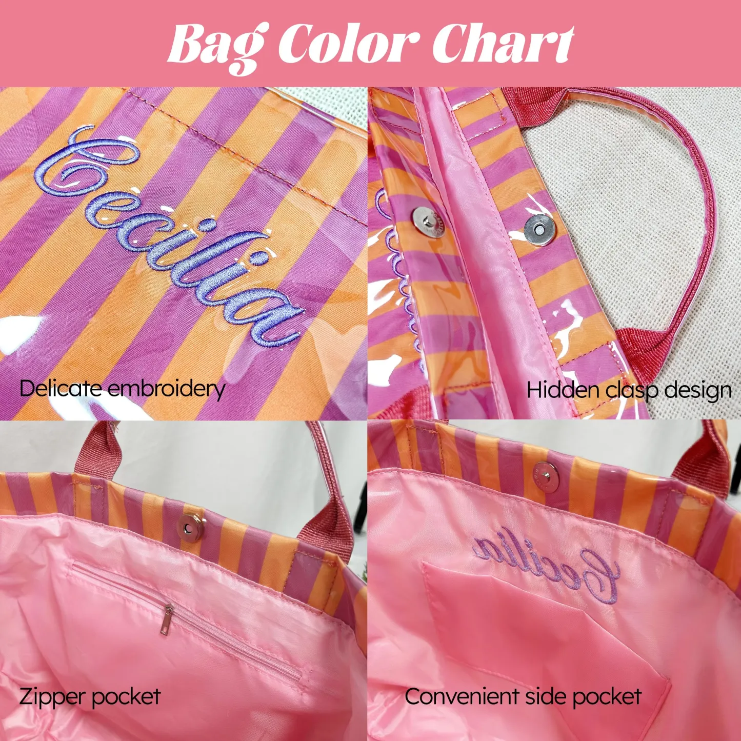 Personalized Embroidered Beach Tote Bag Custom Name Waterproof Travel Tote Embroidered Daily Bag Gifts for Her