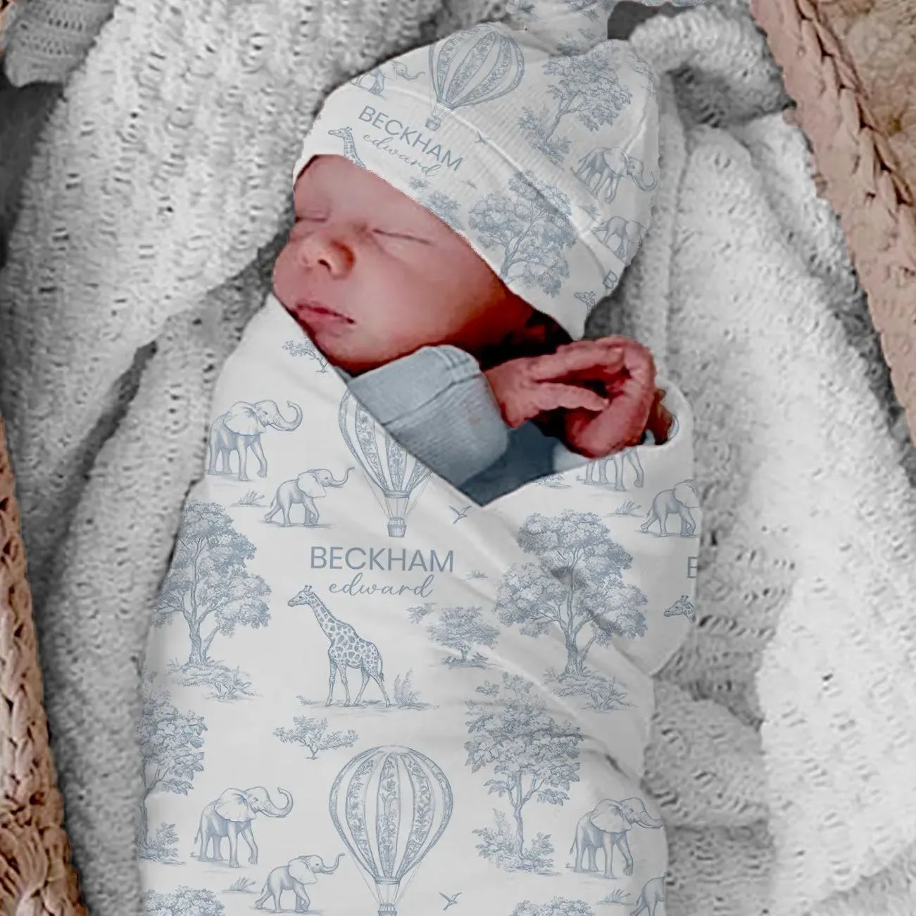 Personalized Name Baby Blanket Custom Name Toile Swaddle Newborn Coming Home Gift for New Mom