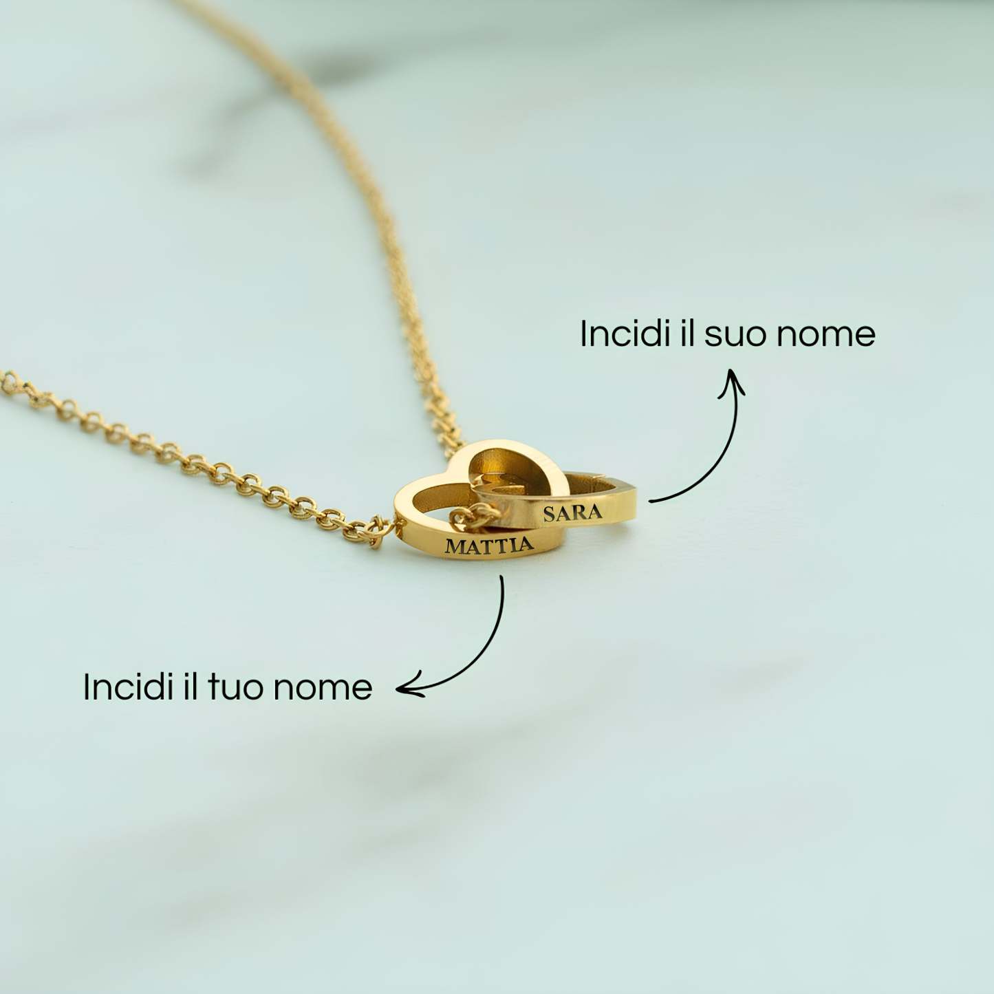 Personalized Heart Necklace with Eternal Rose Box Custom Name Necklace and Forever Rose Gift Set Heart to Heart Name Necklace - aiprintlab