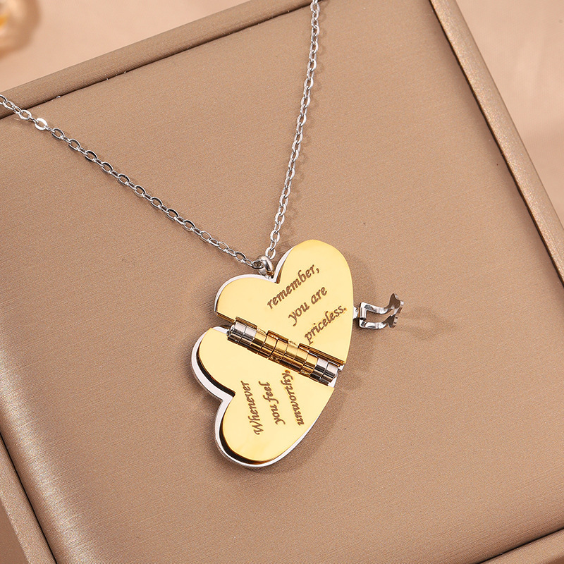 Personalized Heart Book Locket Necklace Custom Seven Page Message Book Pendant Secret Love Letter Anniversary Gift - aiprintlab