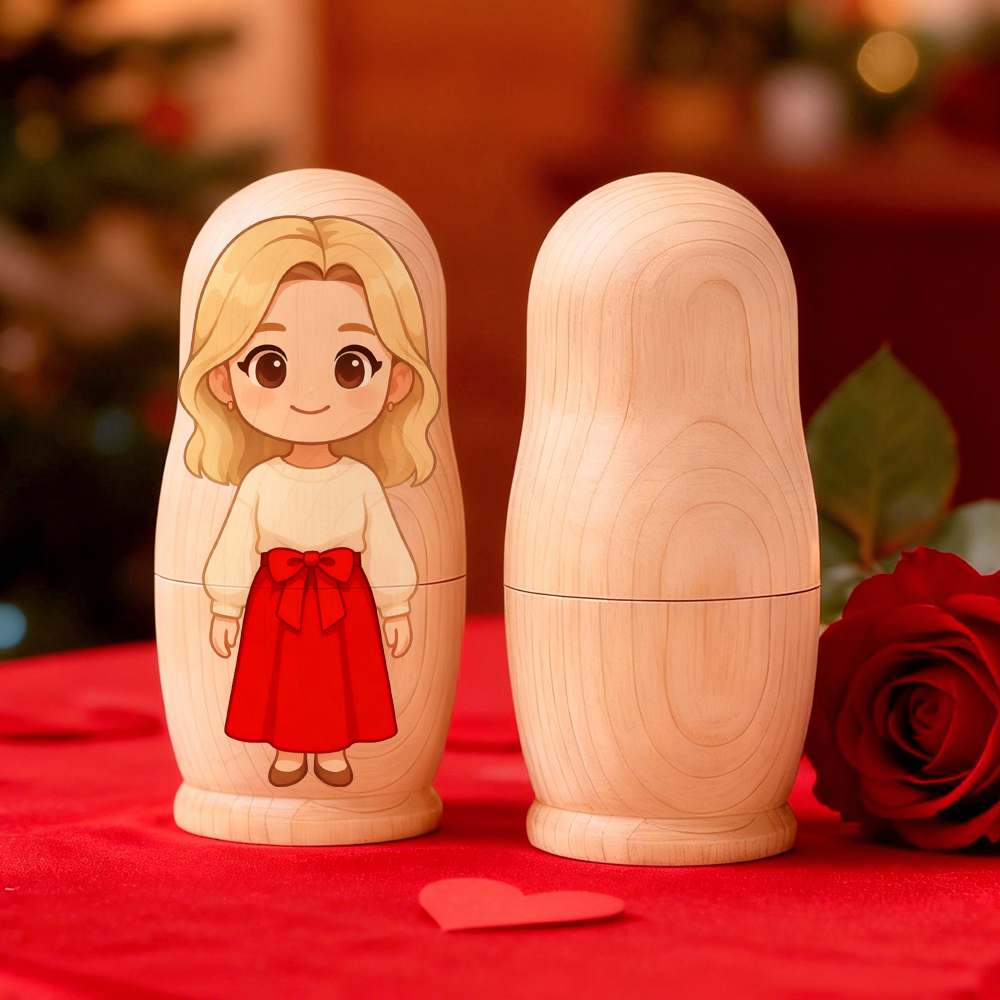 Personalized Portrait Nesting Doll Custom Photo Family Portrait Cartoon Style Gift Christmas Gift for Couple - aiprintlab