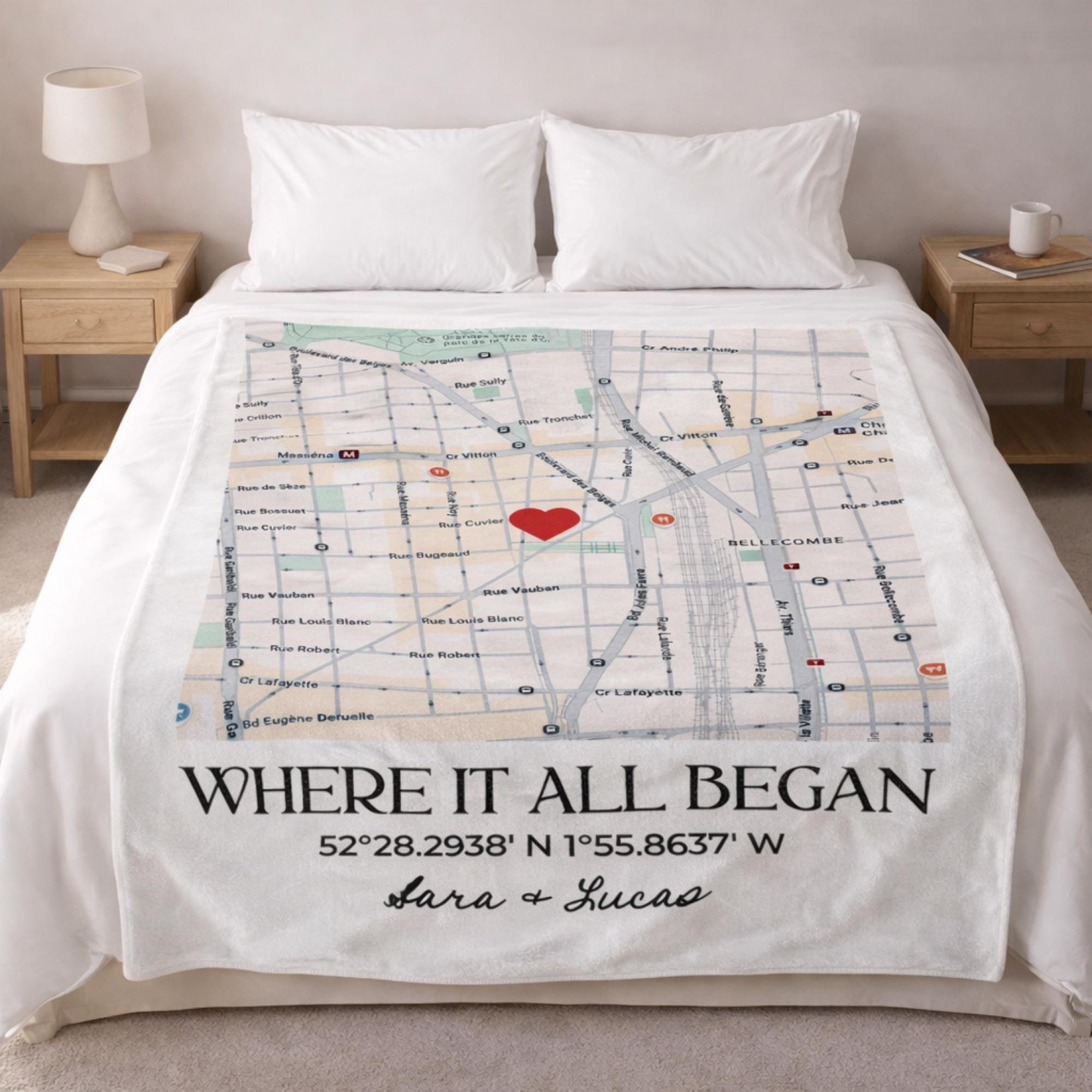 Personalized 'Where It All Began' Map Blanket Custom Location Map Throw Blanket Our Story Started Here Blanket Anniversary Gift Her Mother's Day Gifts