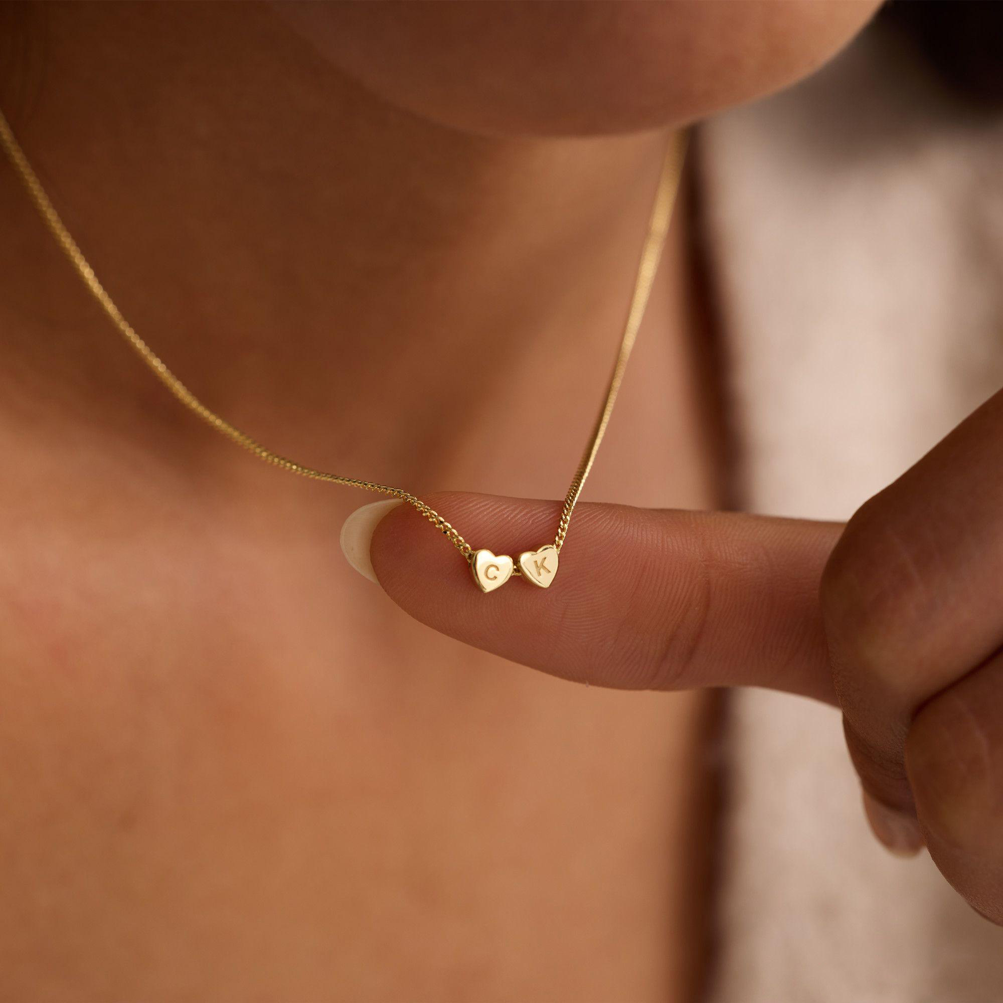 Personalized Initial Heart Necklace Custom Couple's Initial Heart Necklace Family or Lovers Initial Necklace Gifts for Her - aiprintlab