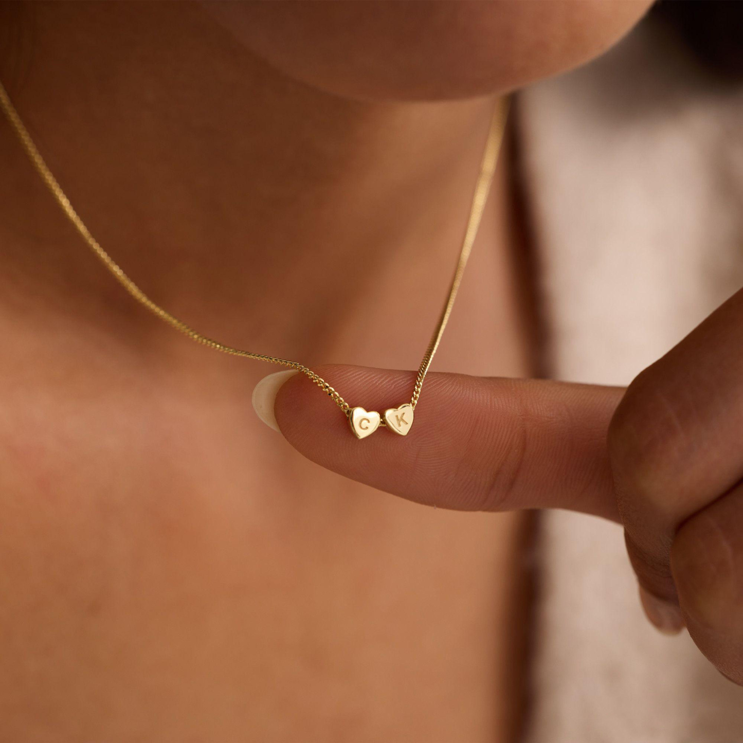 Personalized Initial Heart Necklace Custom Couple's Initial Heart Necklace Family or Lovers Initial Necklace Gifts for Her - aiprintlab