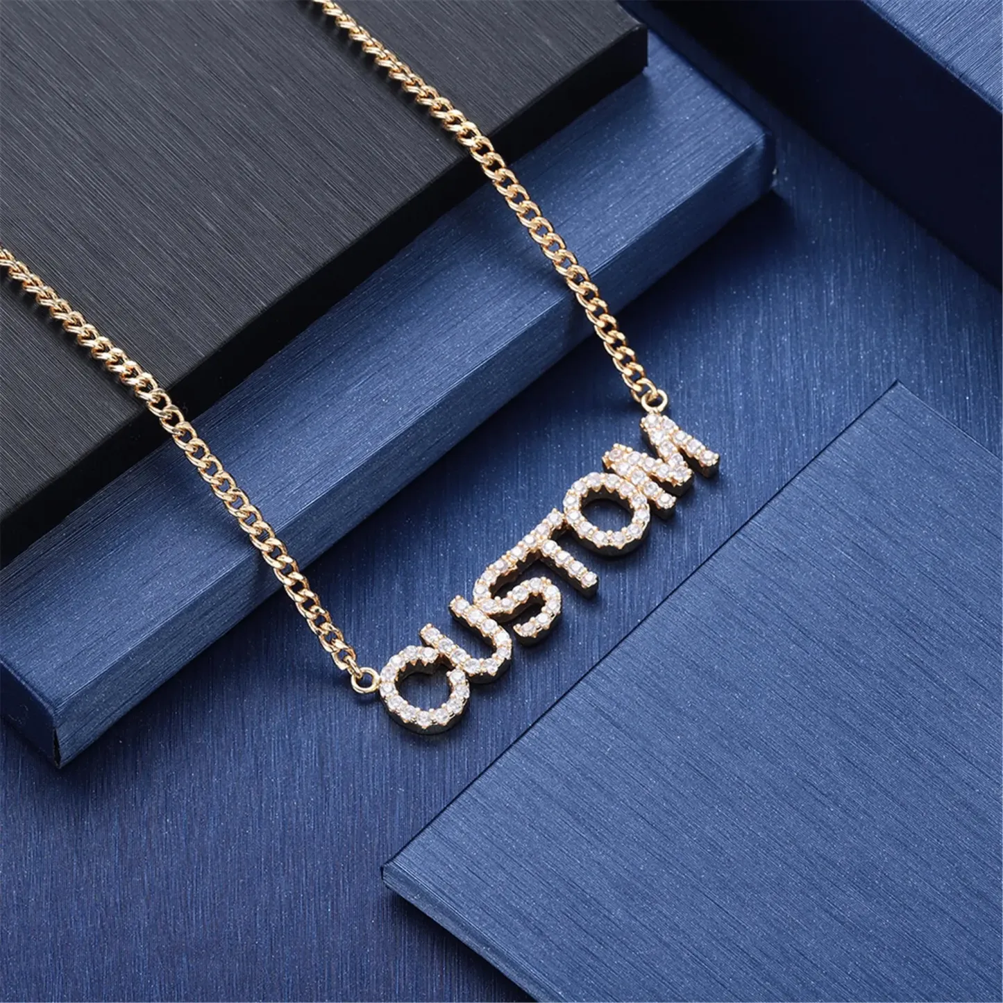 Personalized Iced Out Name Necklace for Women Custom Sparkling Nameplate Necklace Diamond Name Necklace Valentine's Day Gift - aiprintlab