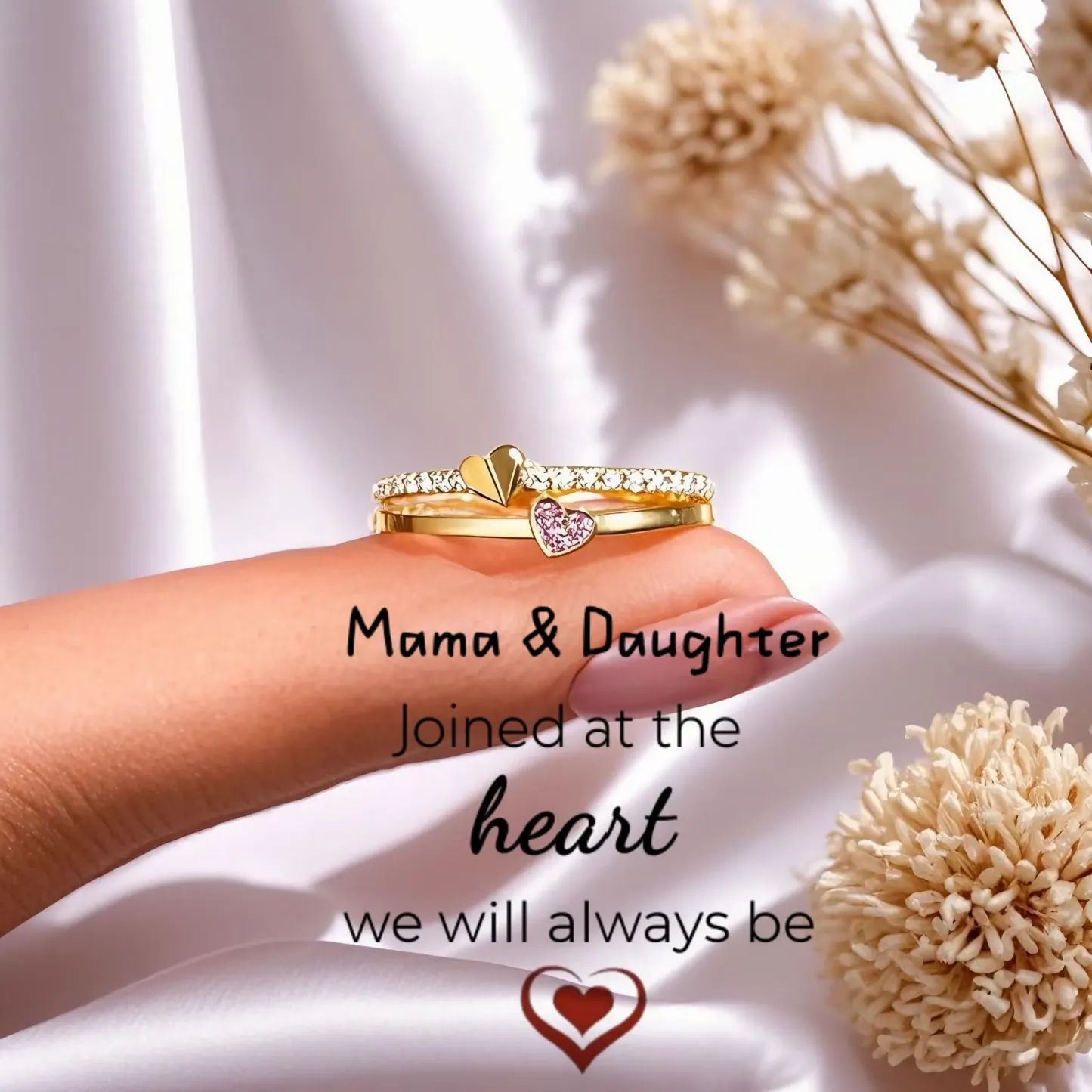 Mother's Ring Mama Daughter Joined At The Heart Sentimental Jewelry Gift for Mom Mother`s Day Gifts - aiprintlab