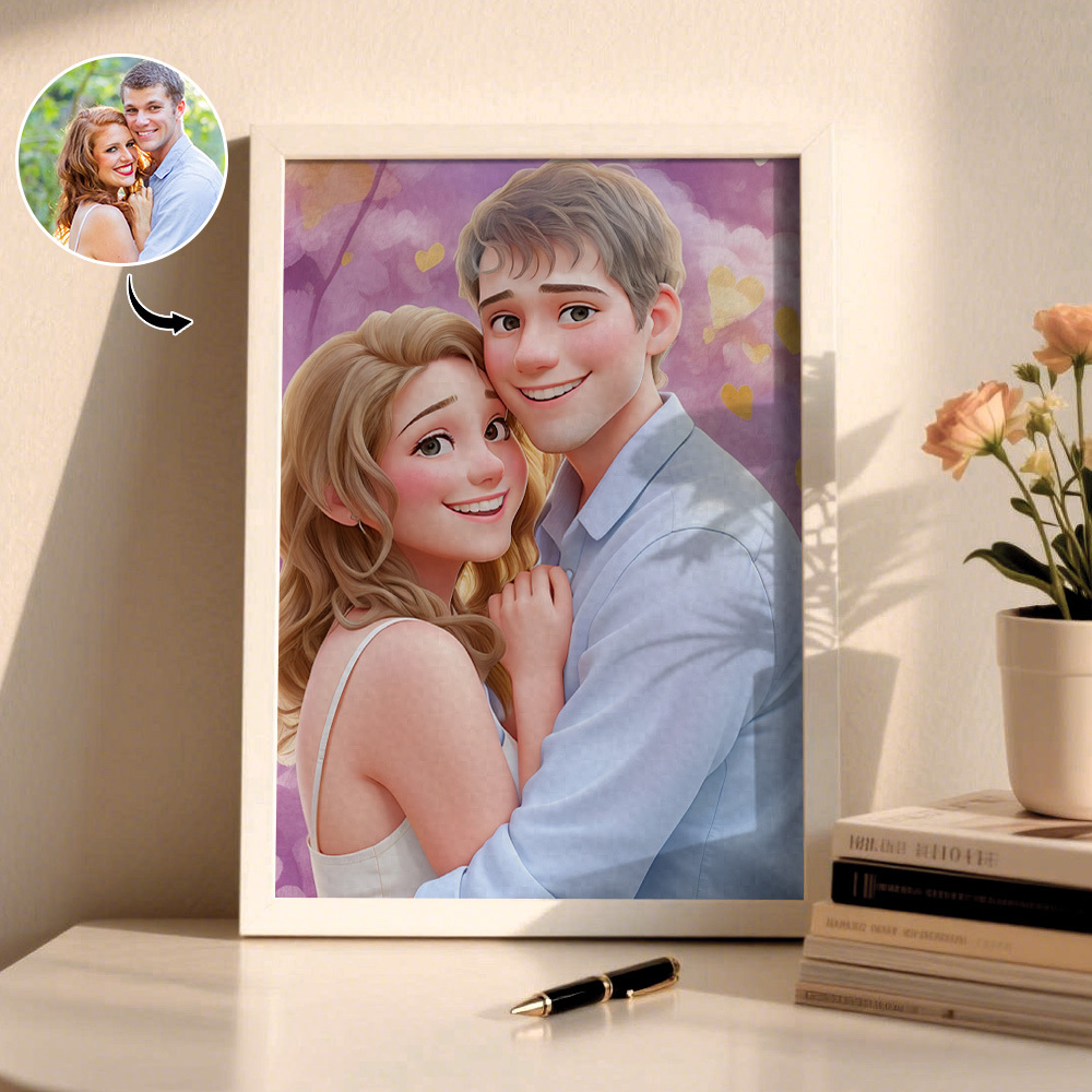 Custom Photo Cartoon Wooden Frame Decorations Romantic Decor Plaque Gifts For Couples - MyPhotoSocks