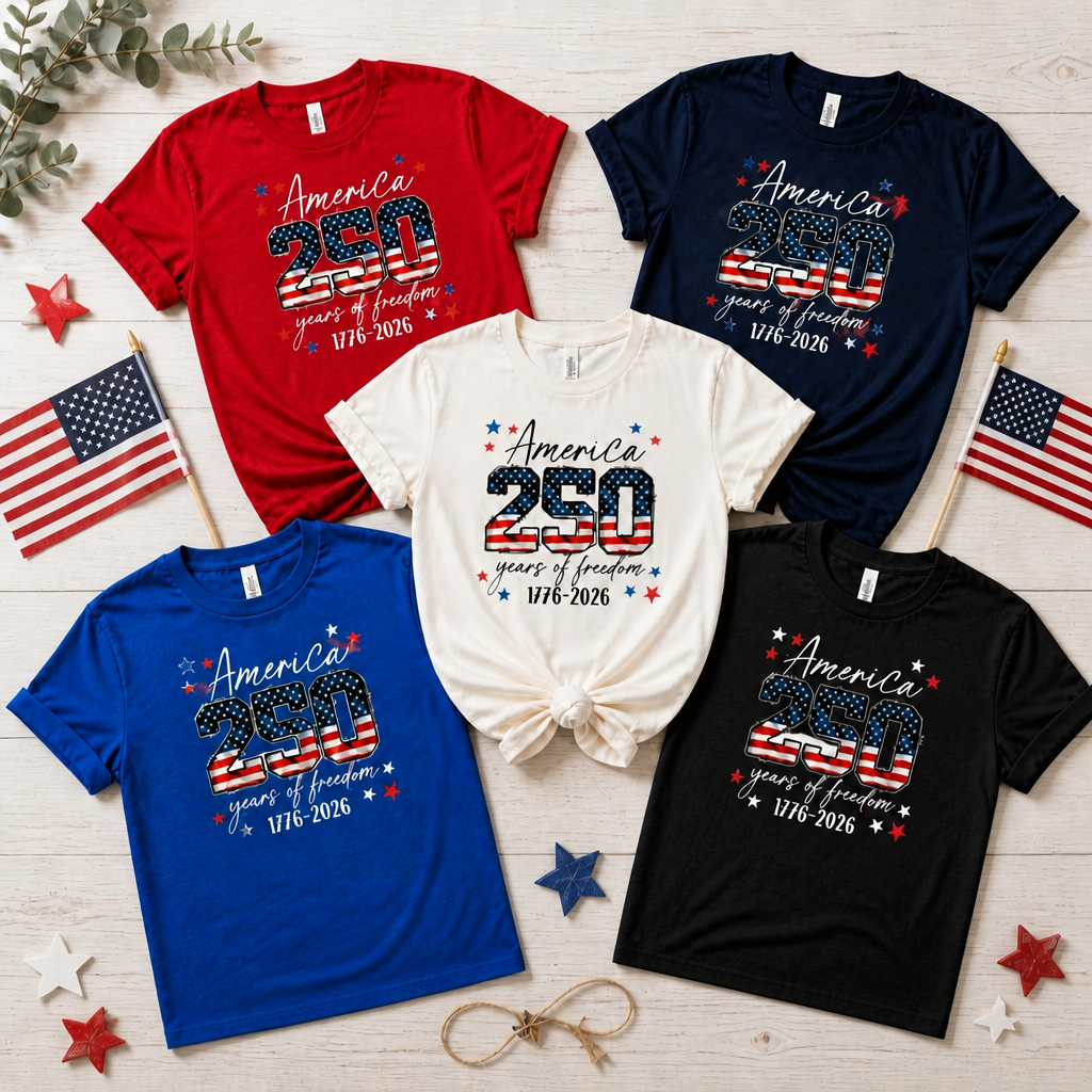 250th America Anniversary T Shirt 1776 2026 Years of Freedom Patriotic Graphic Tee