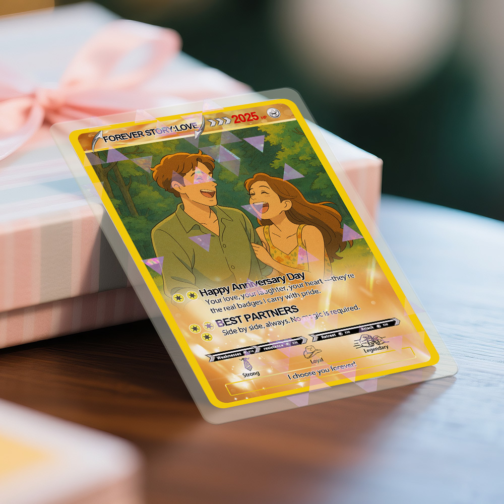 Custom Handcrafted Clay Style Couple Card Personalized Poke Card for Anniversary Gift Birthday Keepsake for Girlfriend or Boyfriend - MyPhotoSocks