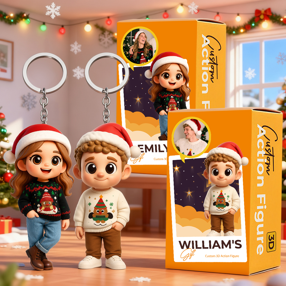 Custom 3D Mini Keychain Doll from Your Picture Personalized Christmas Gift Idea for Family Friends - aiprintlab