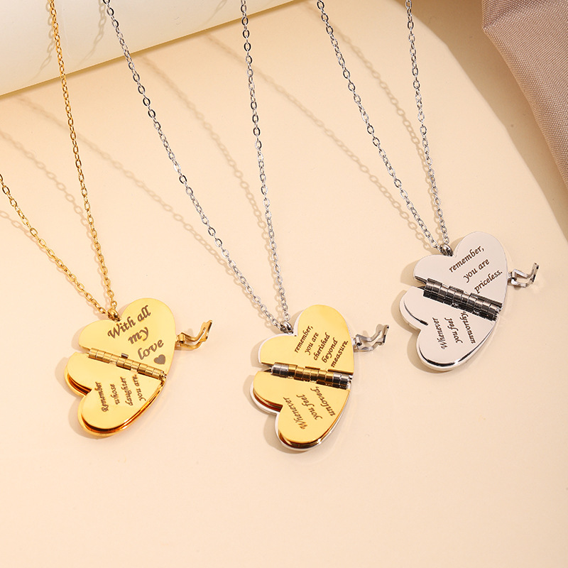 Personalized Heart Book Locket Necklace Custom Seven Page Message Book Pendant Secret Love Letter Anniversary Gift - aiprintlab