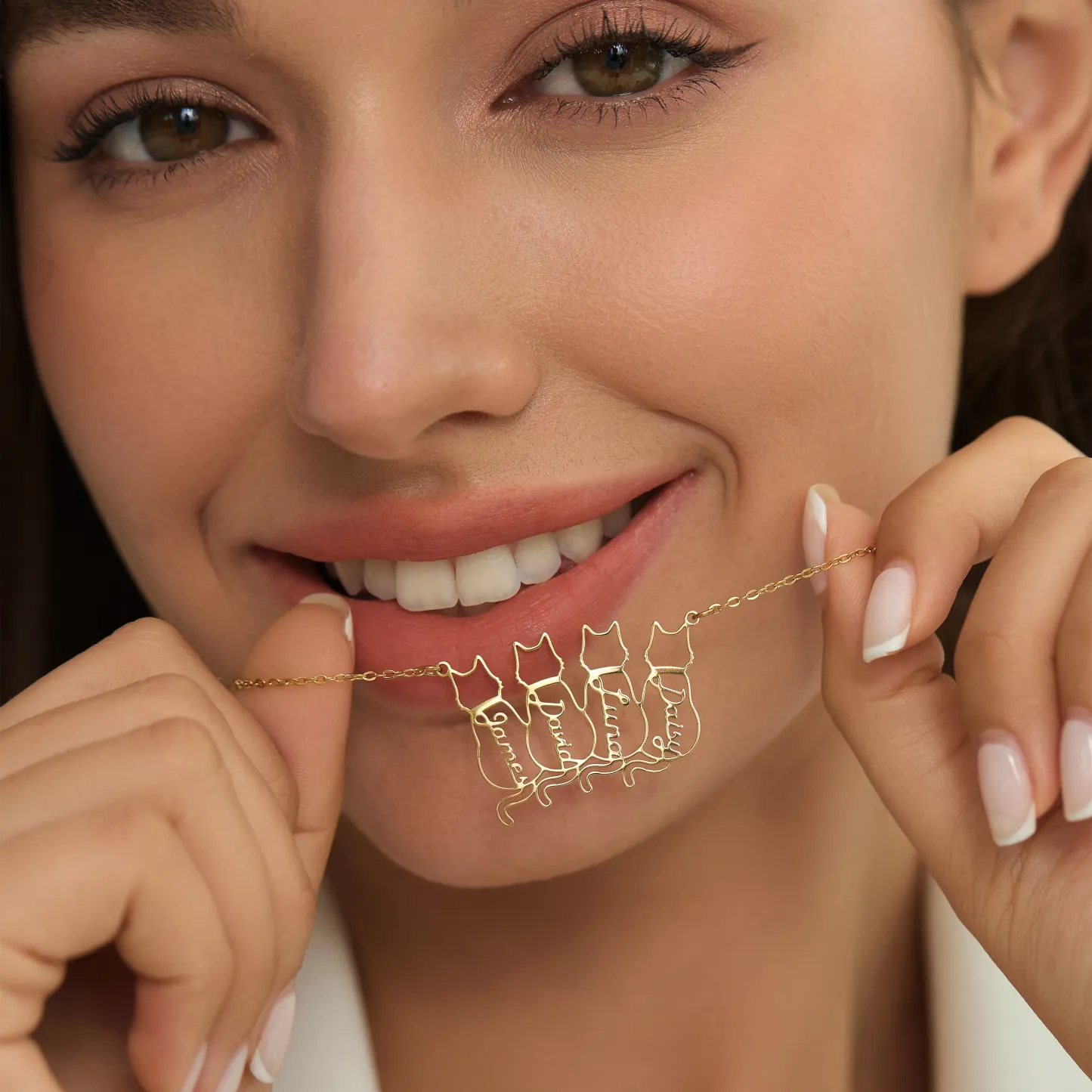 Personalized Cat Necklace Custom Lucky Cat Name Necklace Engraved Name Lucky Cat Pendant Gifts for Her - aiprintlab