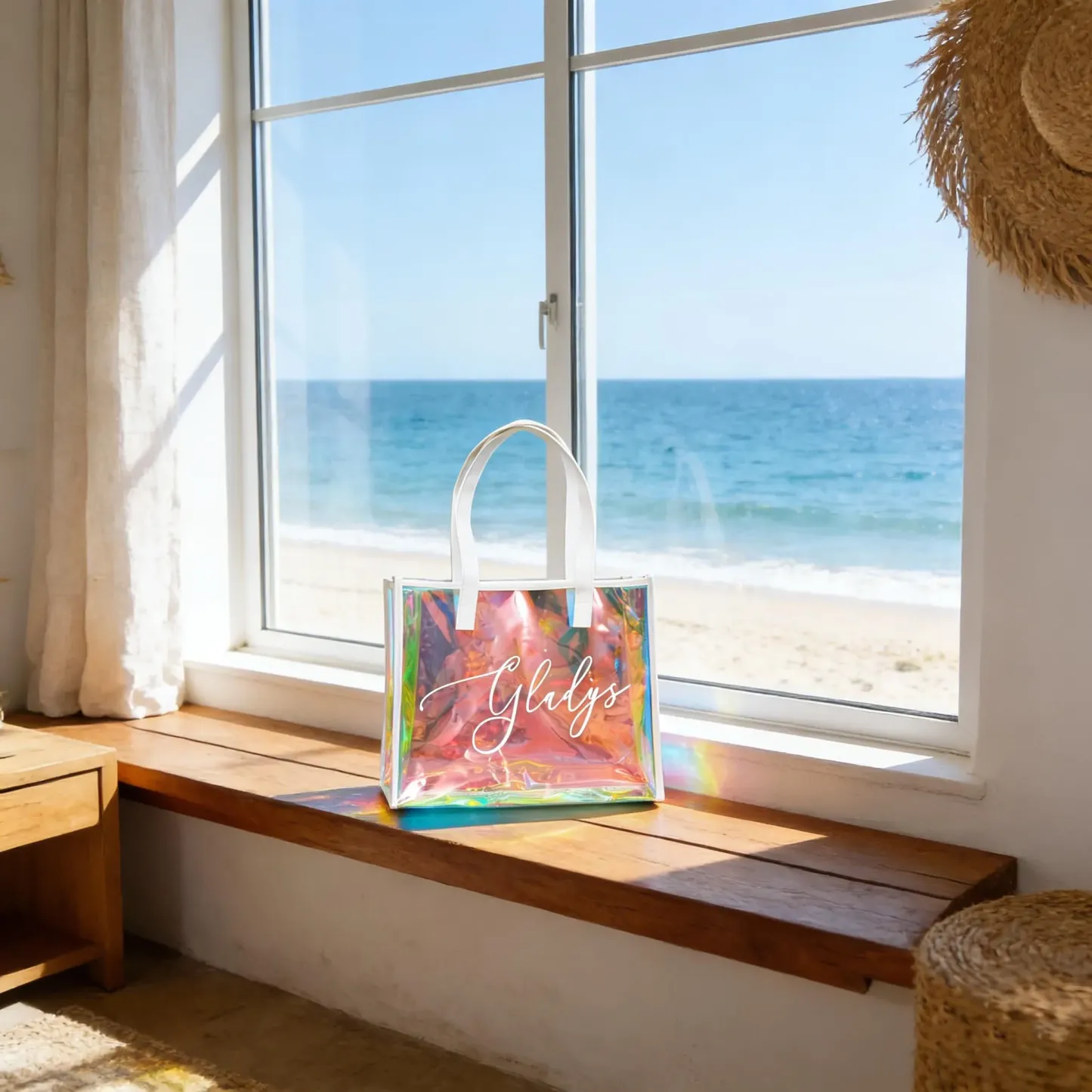 Personalized Beach Bag Custom Name Clear PVC Tote Bag Bridesmaid Totes Bag Bridesmaid Gifts  Gifts for Her