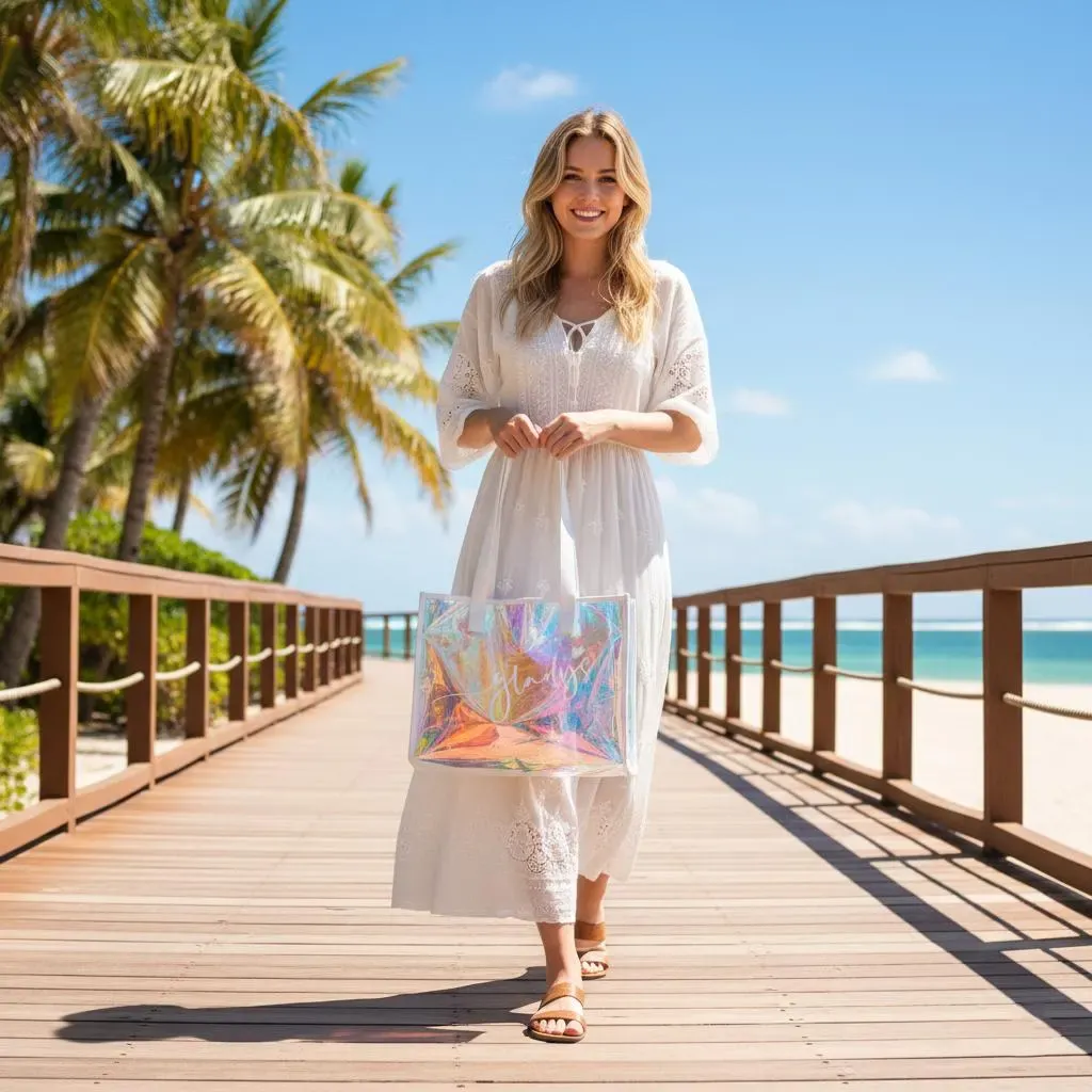 Personalized Beach Bag Custom Name Clear PVC Tote Bag Bridesmaid Totes Bag Bridesmaid Gifts  Gifts for Her