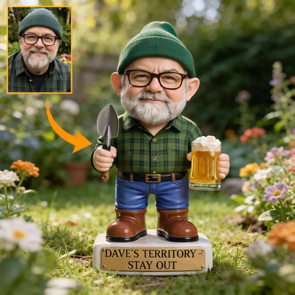 Custom Gnome From Any Photo - Personalized Gardening Acrylic Plaque Stake - Funny Gift for Him, Dad, Grandad - aiprintlab