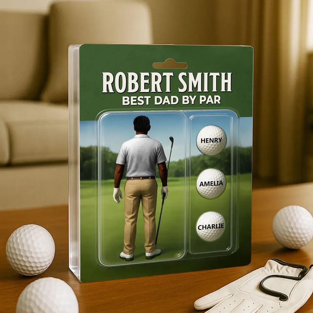 Personalized Acrylic Block Plaque “Best Dad by Par” Golf-Themed Gift with Custom Kids’ Names Perfect Father’s Day Gift for Golf-Loving Dads