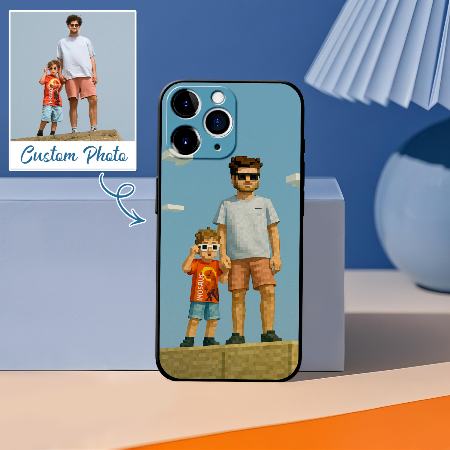 Personalized Anime Portrait Phone Case Cartoon Style Father's Day Gift