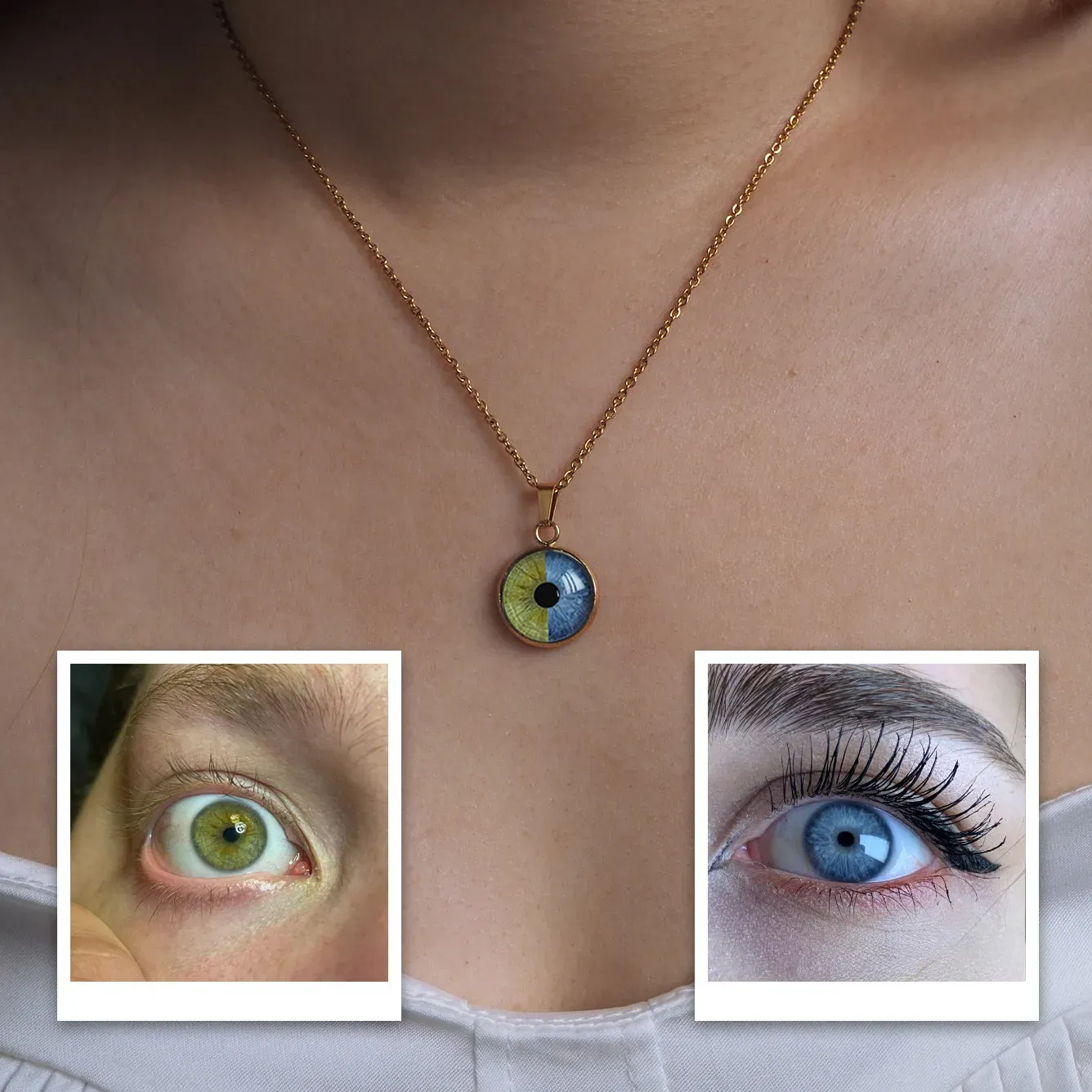 Custom Two-Eye Couple Portrait Pendant Intertwined Souls Dual Eye Necklace Personalized "Our Eyes" Necklace  Anniversary Gift for Couples - aiprintlab