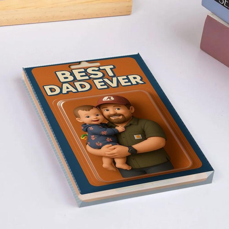 Personalized Father's Day Gift For Dad, Custom Photo Dad And Kids Action Figure Acrylic Block, Best Dad Ever Block Plaque, Gift For Husband