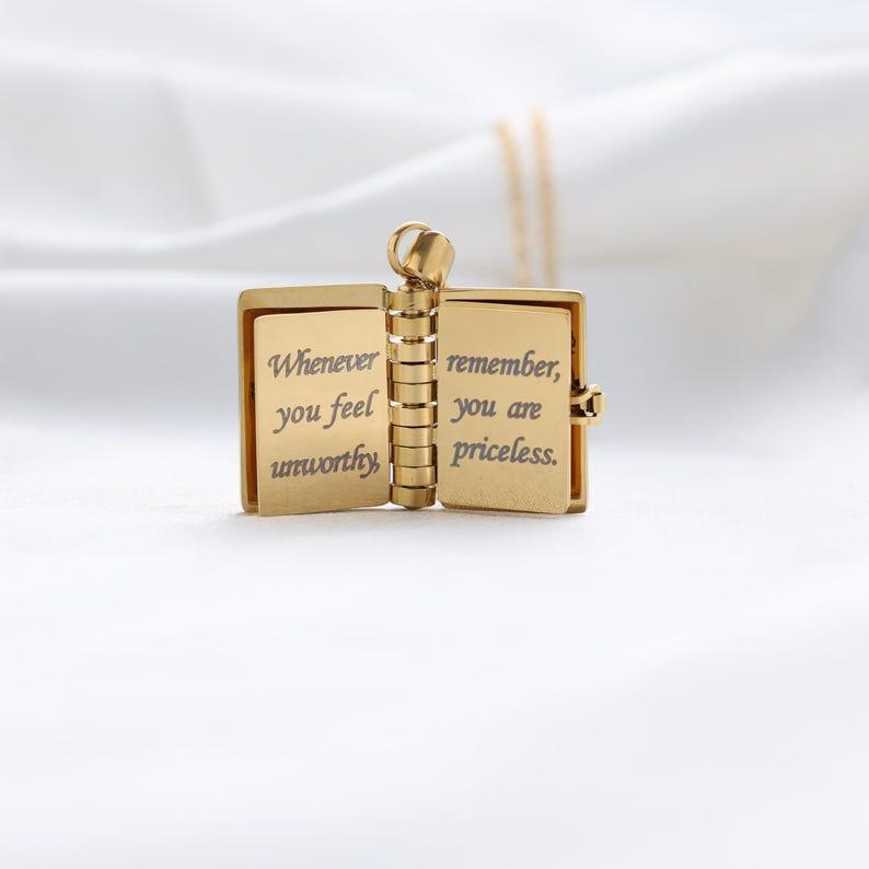 Personalized My Little Star Book Necklace A Letter to My Daughter in a Locket, Adjustable Pendant with Message Inside, Meaningful Jewelry Gift - aiprintlab