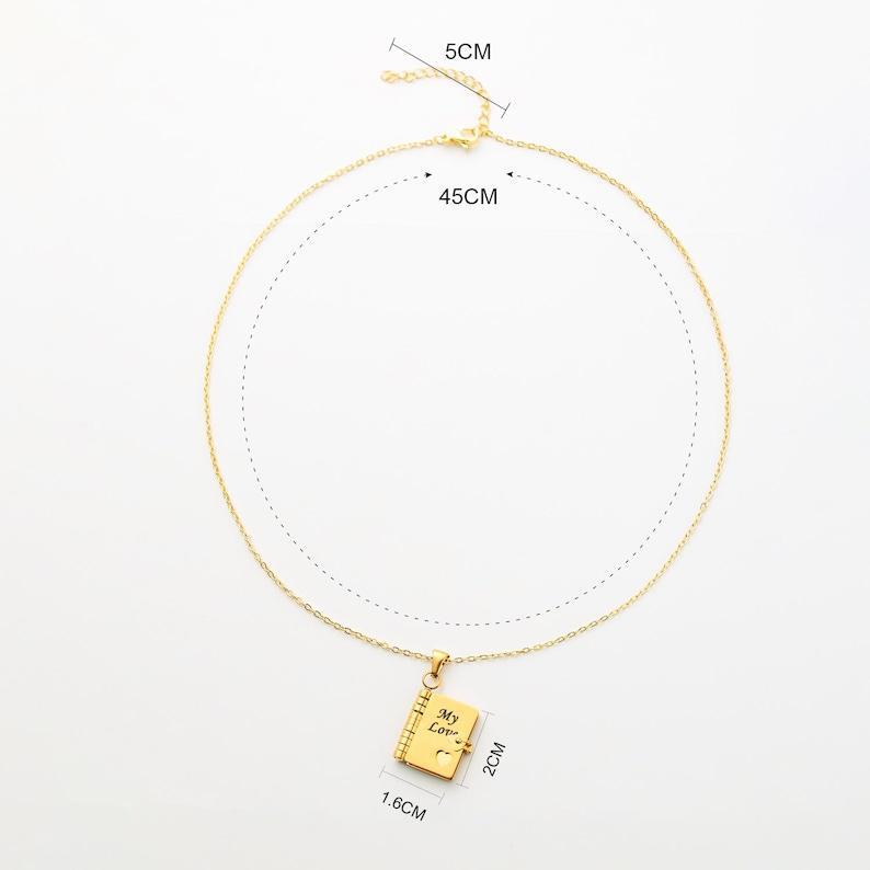 Personalized My Love Book Necklace Romantic Locket Pendant with Love Messages Inside, Adjustable Chain Jewelry Gift for Her, Valentine's or Birthday - aiprintlab