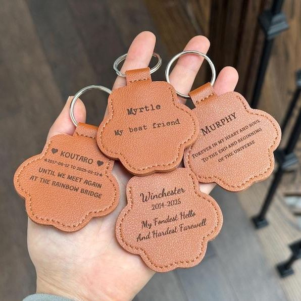Personalized Leather Pet Hair Memorial Keychain Custom Pet Fur Keepsake Pet Loss Gift Dog Cat Remembrance Keyring - aiprintlab