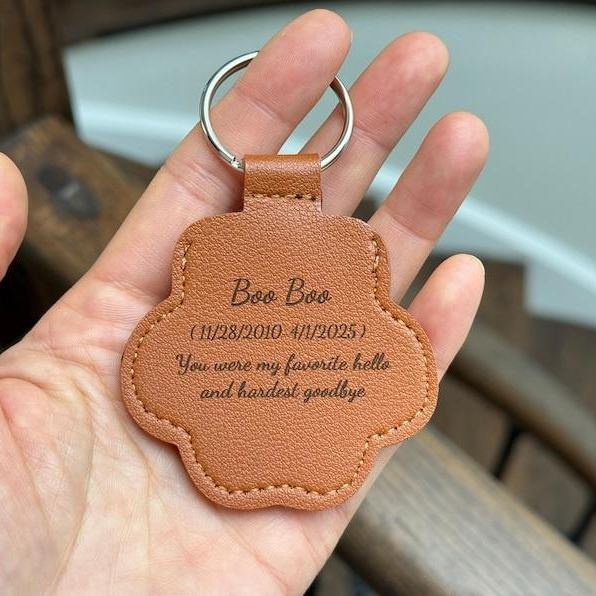 Personalized Leather Pet Hair Memorial Keychain Custom Pet Fur Keepsake Pet Loss Gift Dog Cat Remembrance Keyring - aiprintlab
