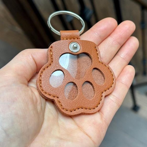 Personalized Leather Pet Hair Memorial Keychain Custom Pet Fur Keepsake Pet Loss Gift Dog Cat Remembrance Keyring - aiprintlab