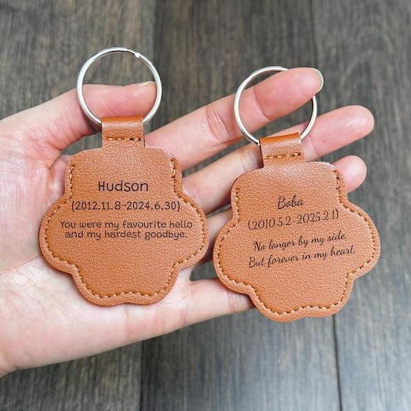 Personalized Leather Pet Hair Memorial Keychain Custom Pet Fur Keepsake Pet Loss Gift Dog Cat Remembrance Keyring - aiprintlab