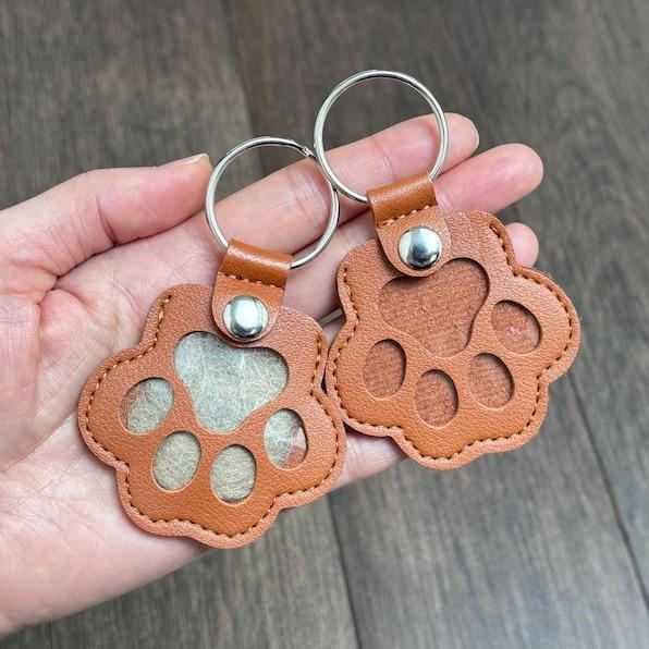 Personalized Leather Pet Hair Memorial Keychain Custom Pet Fur Keepsake Pet Loss Gift Dog Cat Remembrance Keyring - aiprintlab